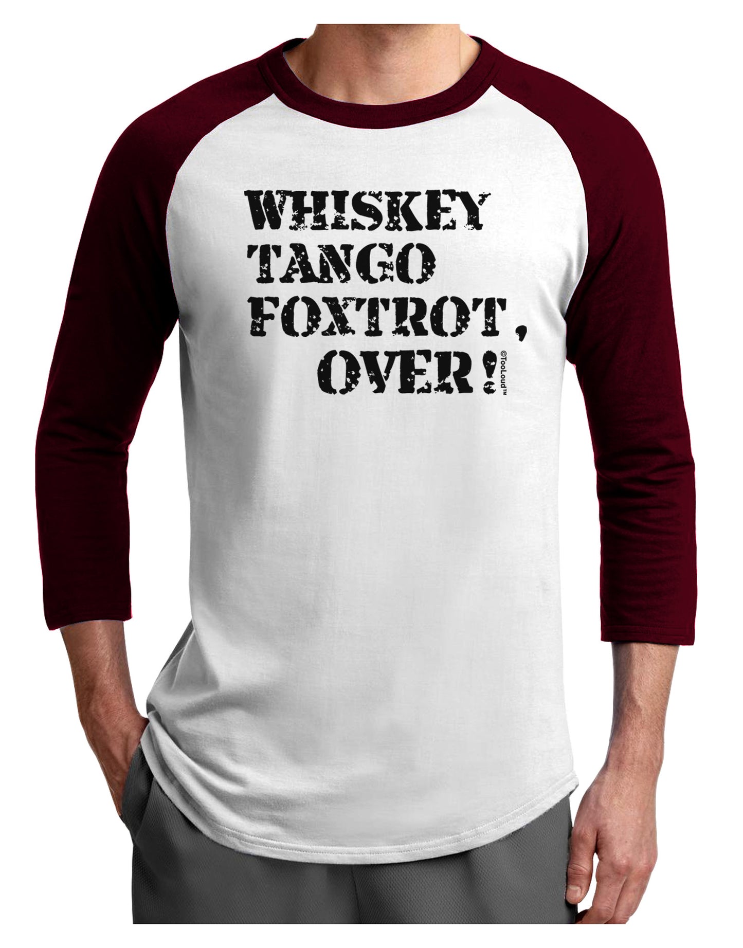 Whiskey Tango Foxtrot WTF Adult Raglan Shirt-Raglan Shirt-TooLoud-White-Cardinal-X-Small-Davson Sales
