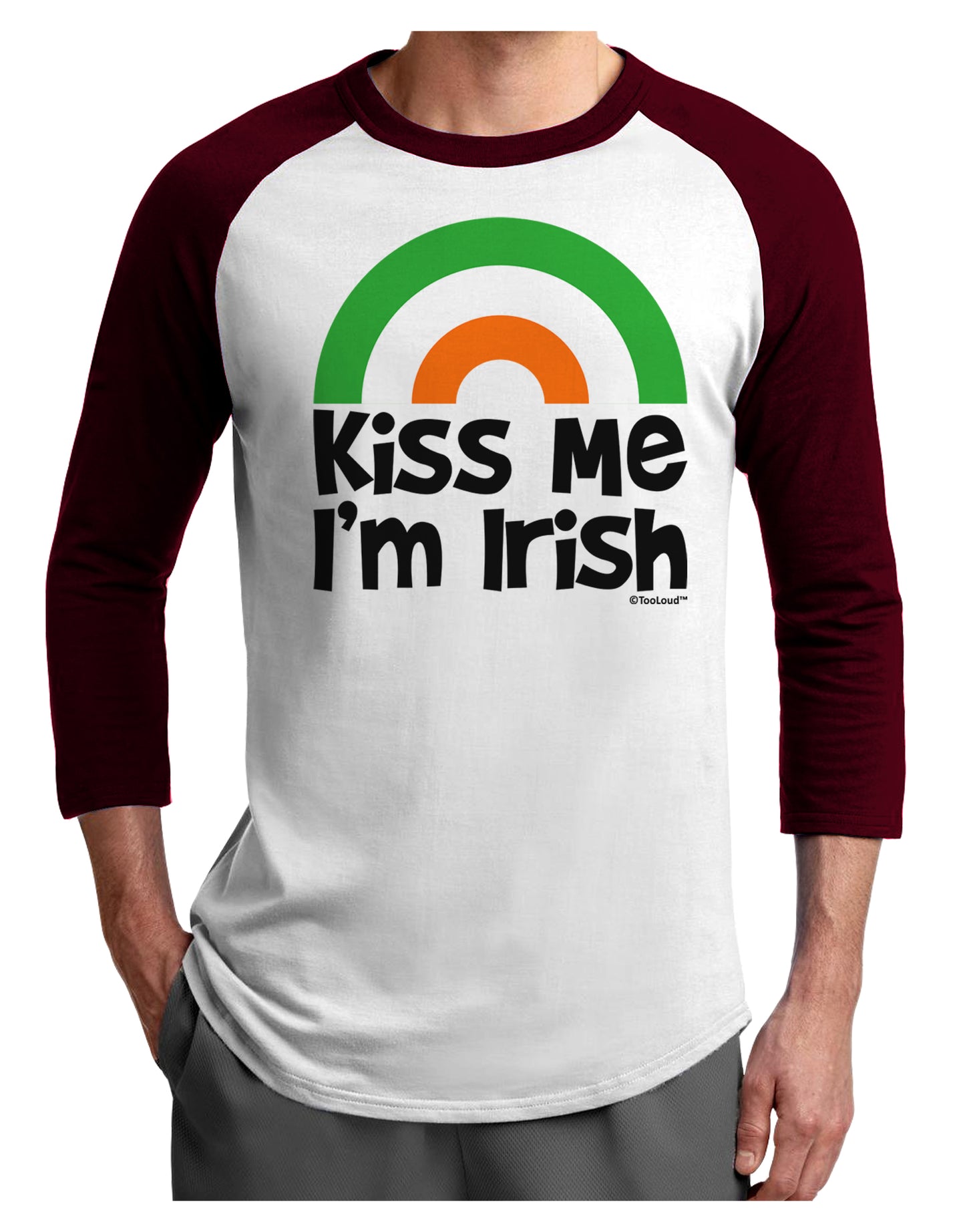 Irish Flag Rainbow - Kiss Me I'm Irish Adult Raglan Shirt by TooLoud-Raglan Shirt-TooLoud-White-Cardinal-X-Small-Davson Sales