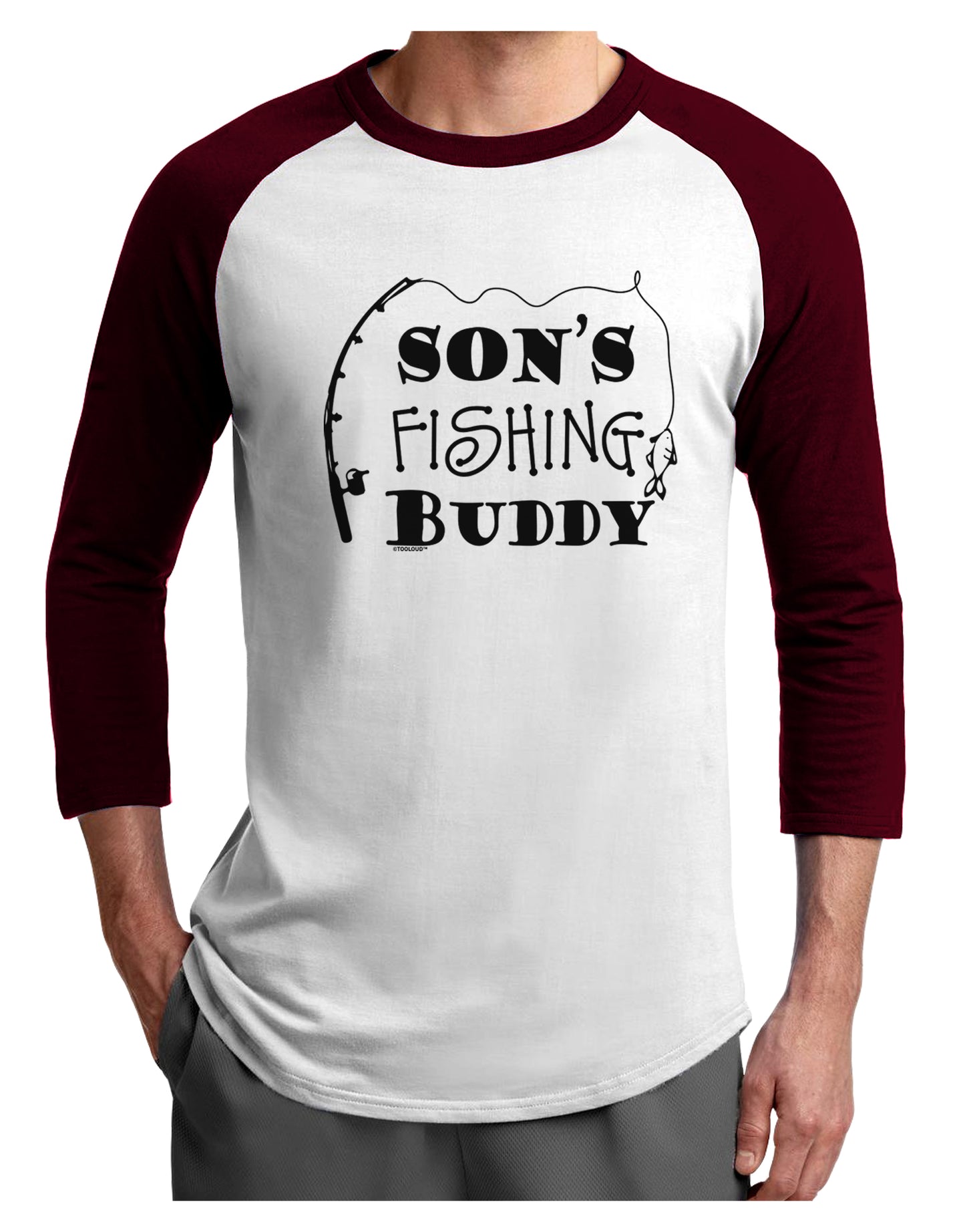 TooLoud Sons Fishing Buddy Adult Raglan Shirt-Mens-Tshirts-TooLoud-White-Cardinal-X-Small-Davson Sales