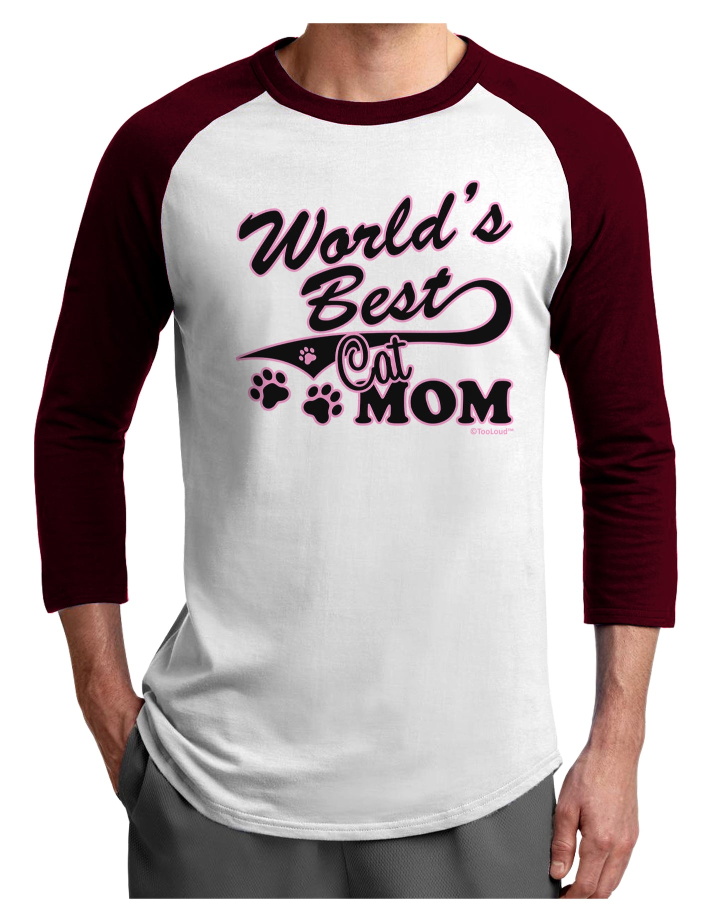 World's Best Cat Mom Adult Raglan Shirt by TooLoud-TooLoud-White-Cardinal-X-Small-Davson Sales