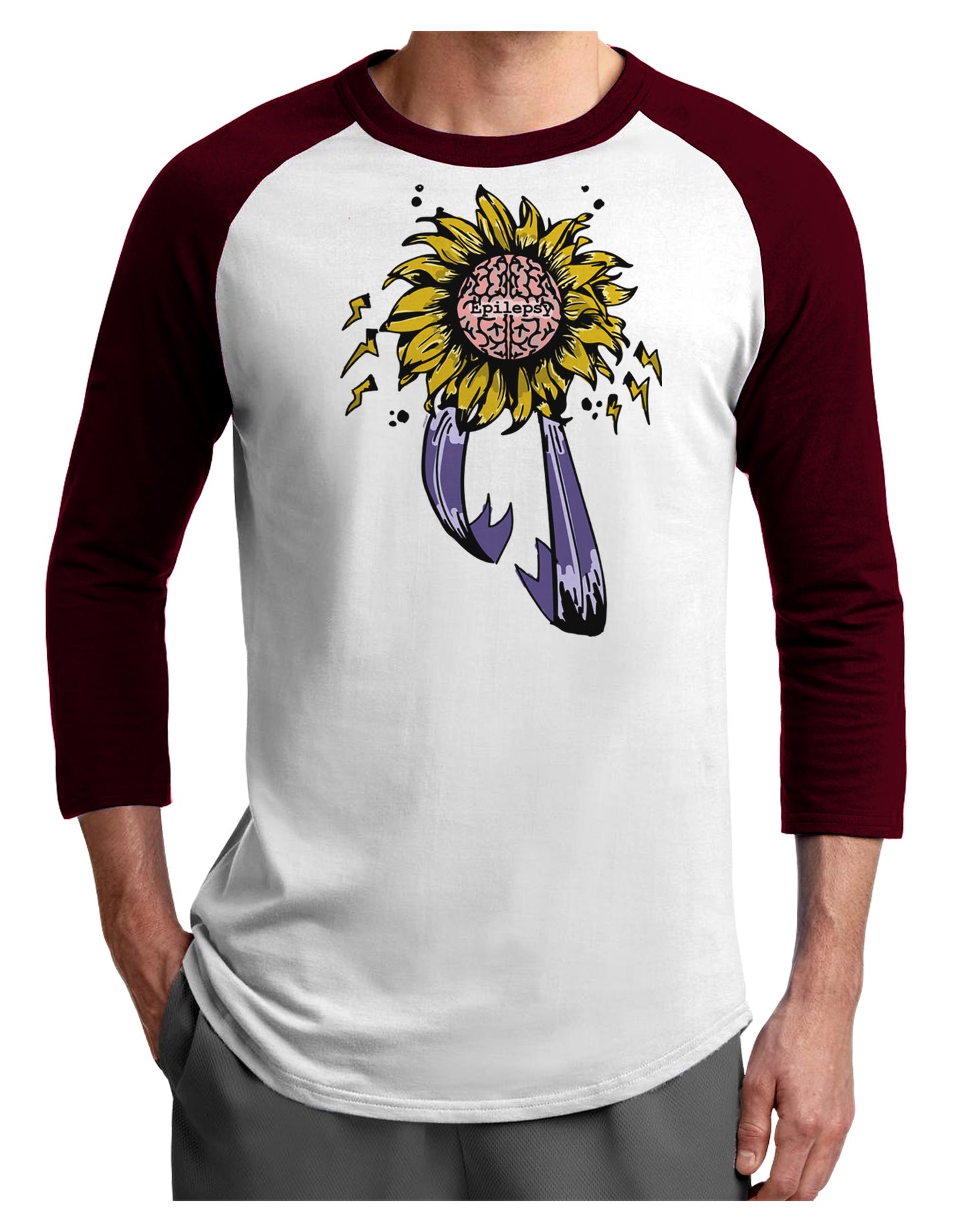Epilepsy Awareness Adult Raglan Shirt-Mens-Tshirts-TooLoud-White-Cardinal-X-Small-Davson Sales