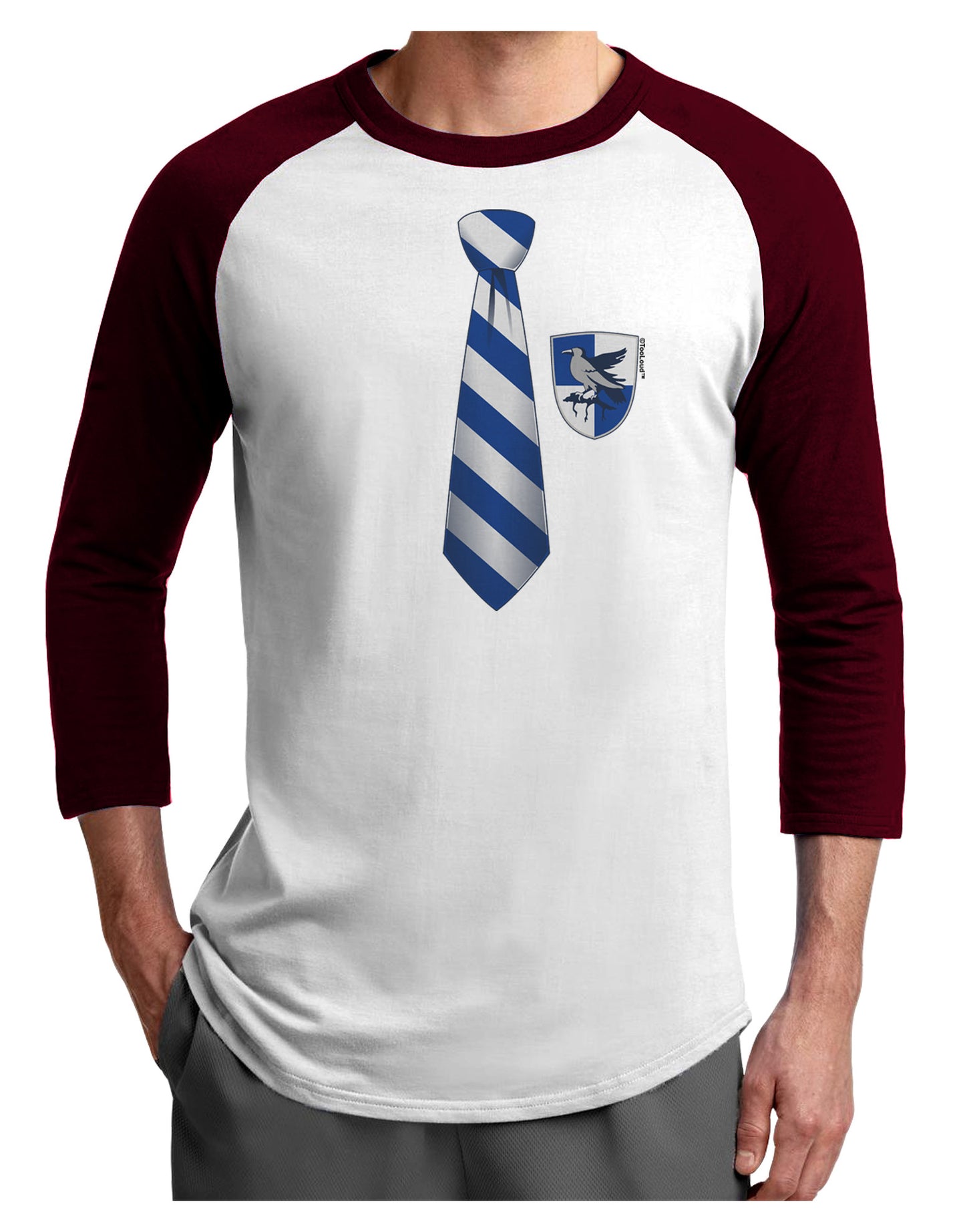 Wizard Tie Blue and Silver Adult Raglan Shirt-TooLoud-White-Cardinal-X-Small-Davson Sales