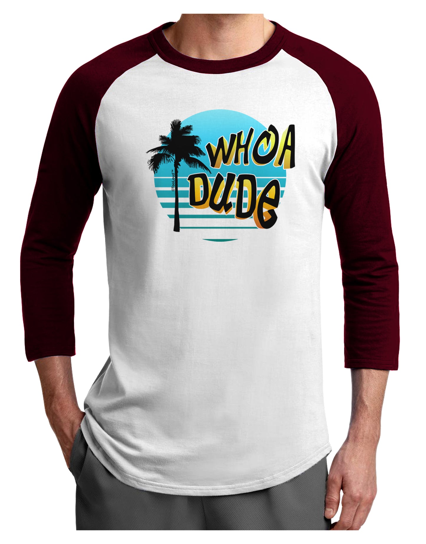 Whoa Dude Adult Raglan Shirt by TooLoud-TooLoud-White-Cardinal-X-Small-Davson Sales