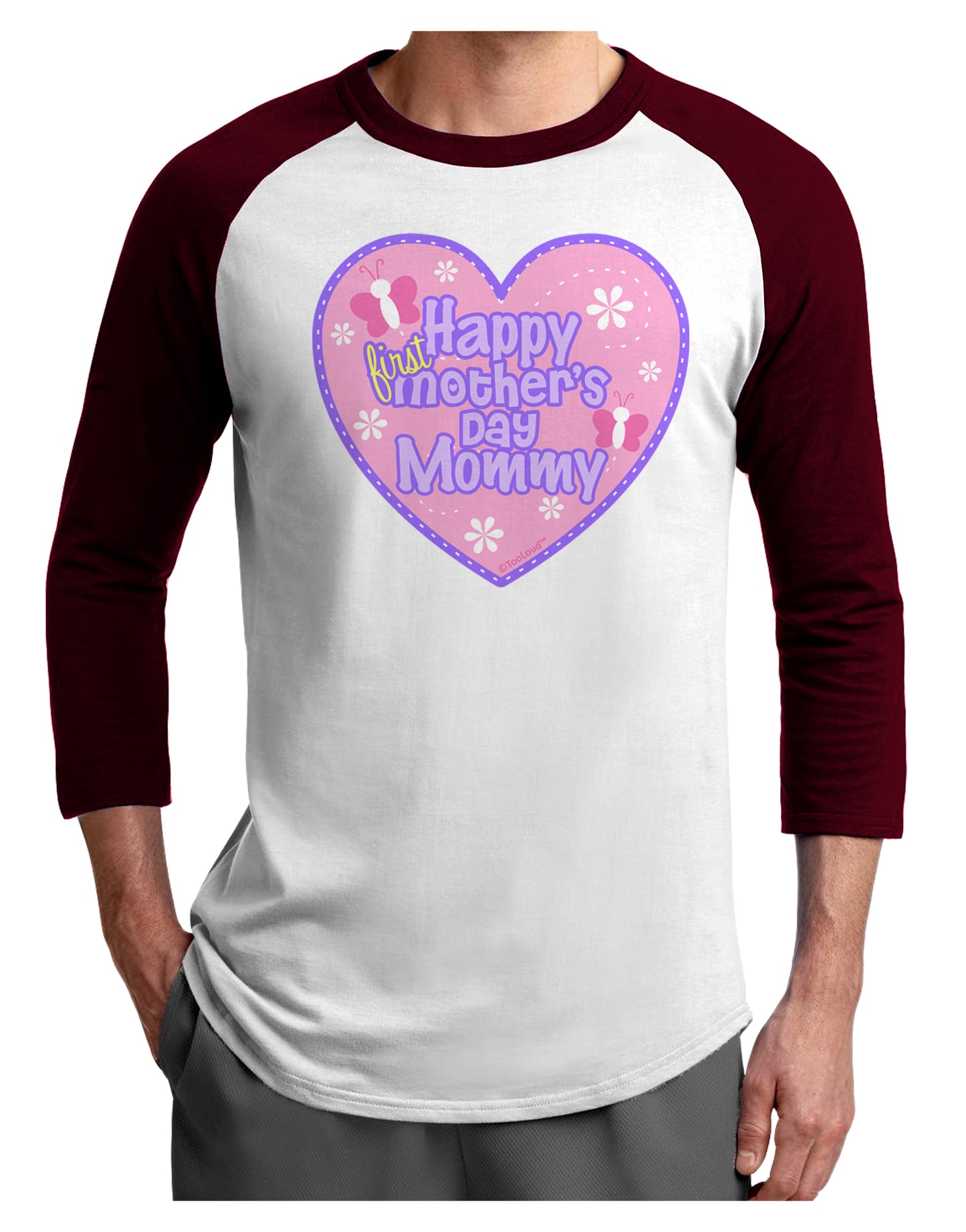 Happy First Mother's Day Mommy - Pink Adult Raglan Shirt by TooLoud-TooLoud-White-Cardinal-X-Small-Davson Sales