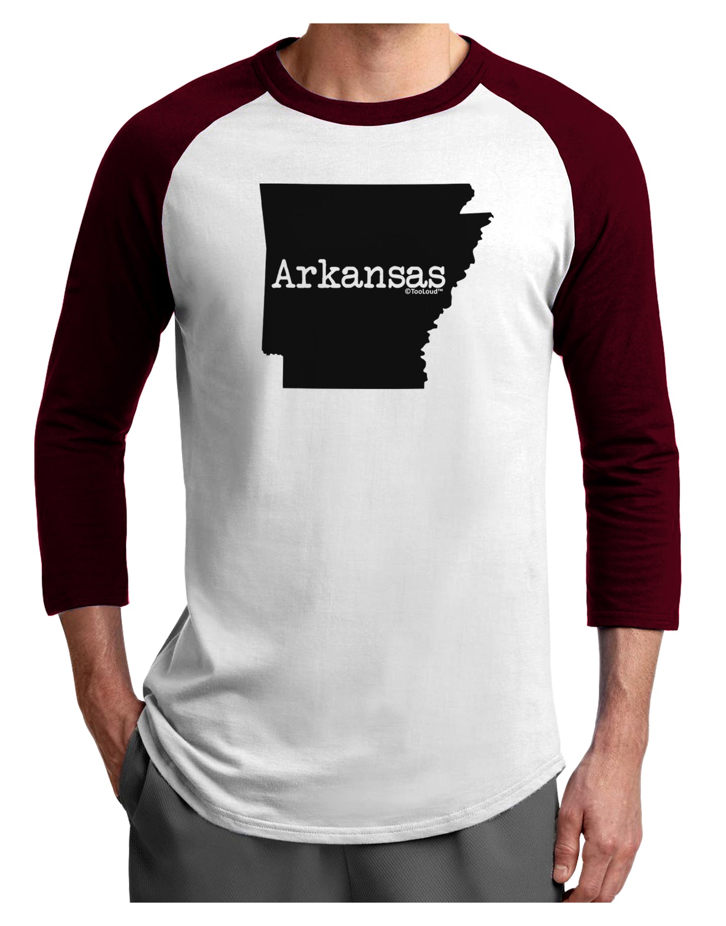 Arkansas - United States Shape Adult Raglan Shirt by TooLoud-TooLoud-White-Cardinal-X-Small-Davson Sales