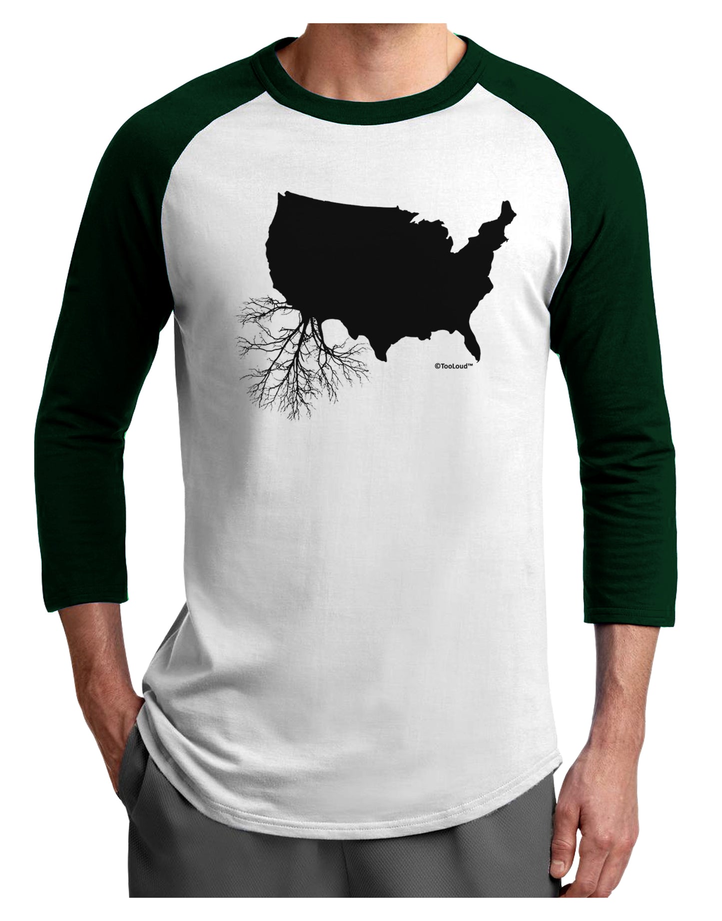 American Roots Design Adult Raglan Shirt by TooLoud-TooLoud-White-Forest-X-Small-Davson Sales