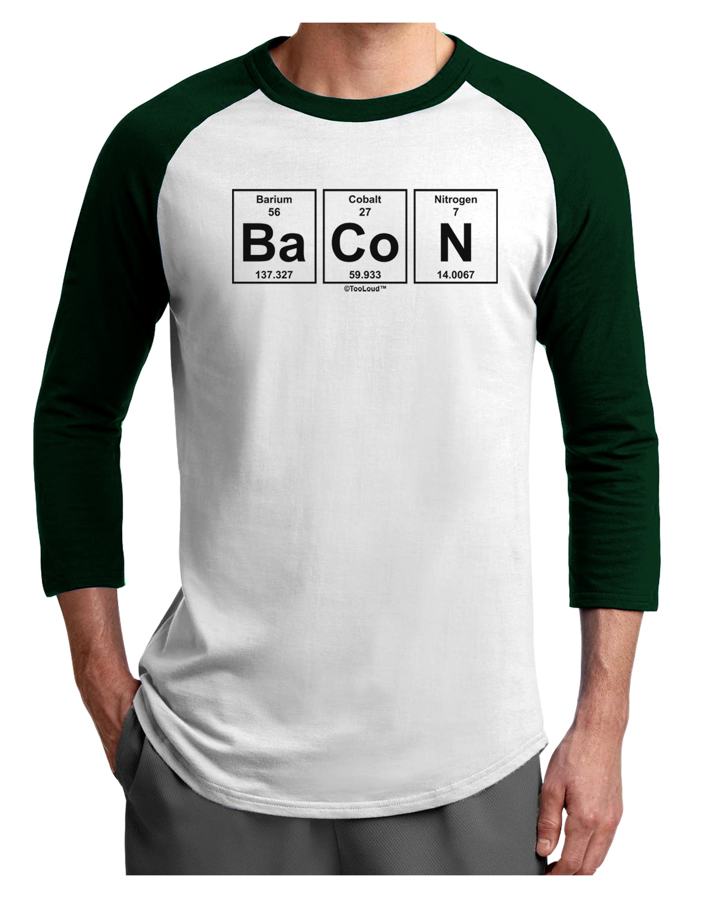 Bacon Periodic Table of Elements Adult Raglan Shirt by TooLoud-TooLoud-White-Forest-X-Small-Davson Sales