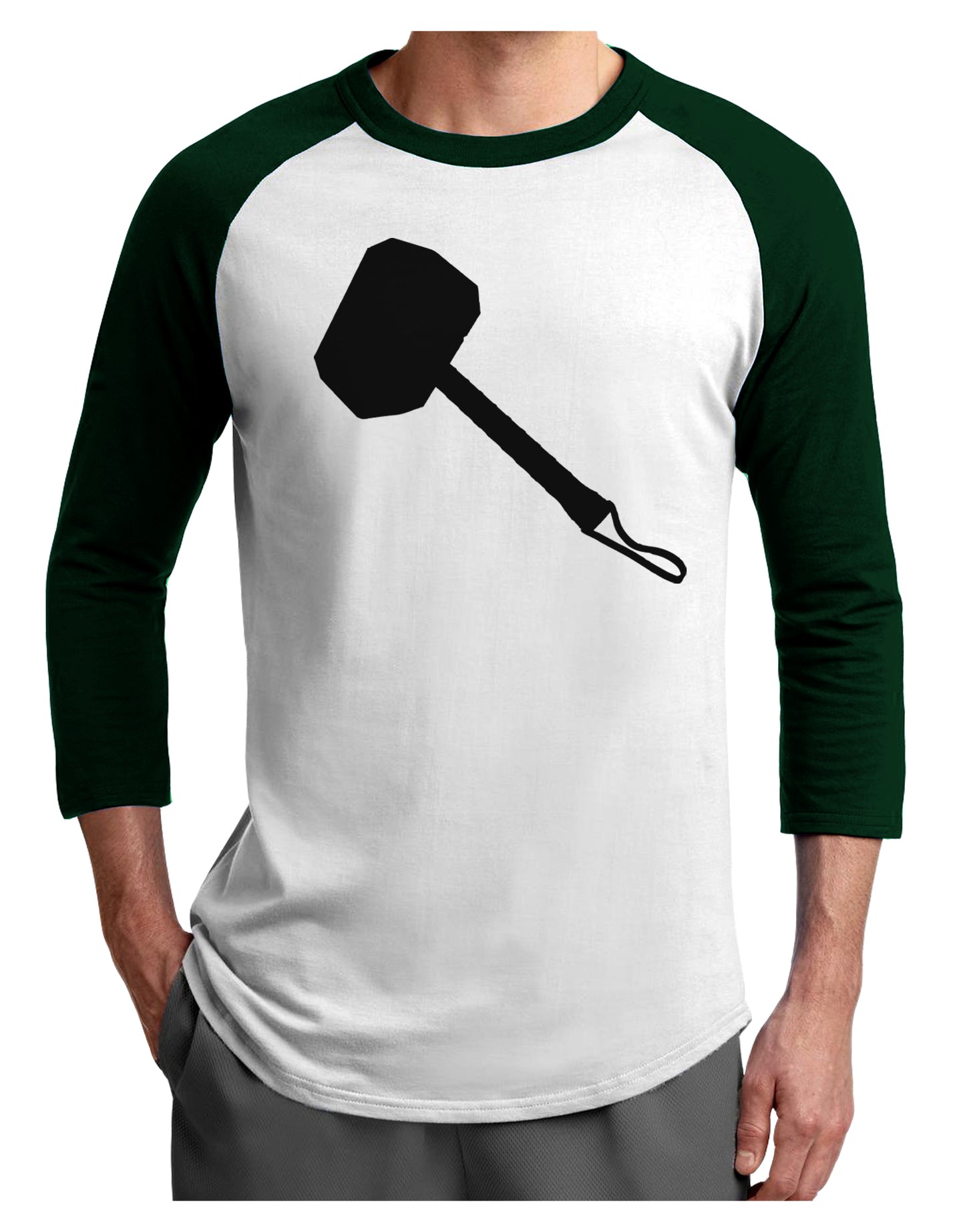 Thors Hammer Nordic Runes Lucky Odin Mjolnir Valhalla Adult Raglan Shirt by TooLoud-TooLoud-White-Forest-X-Small-Davson Sales