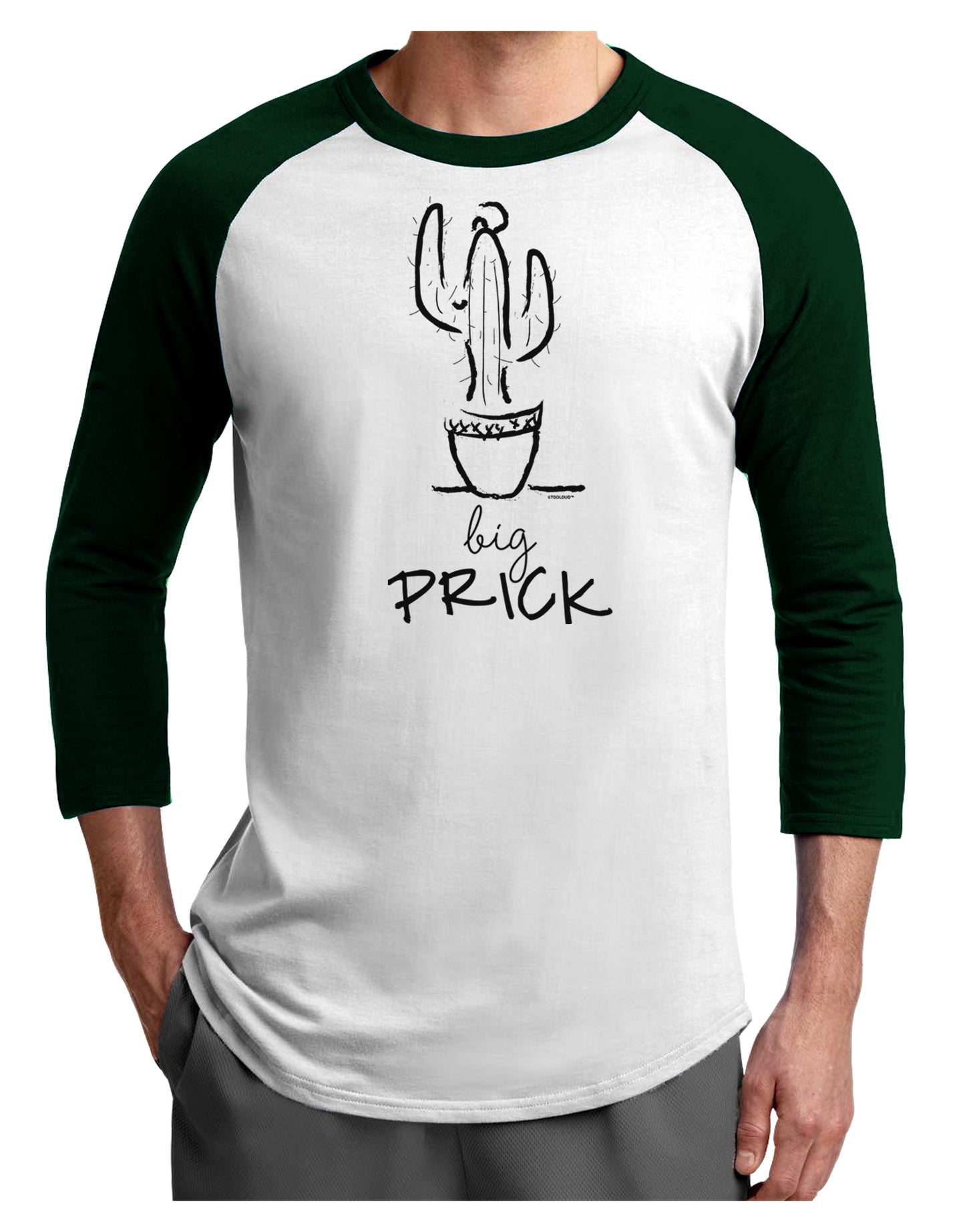 TooLoud Big Prick Adult Raglan Shirt-Mens-Tshirts-TooLoud-White-Forest-X-Small-Davson Sales