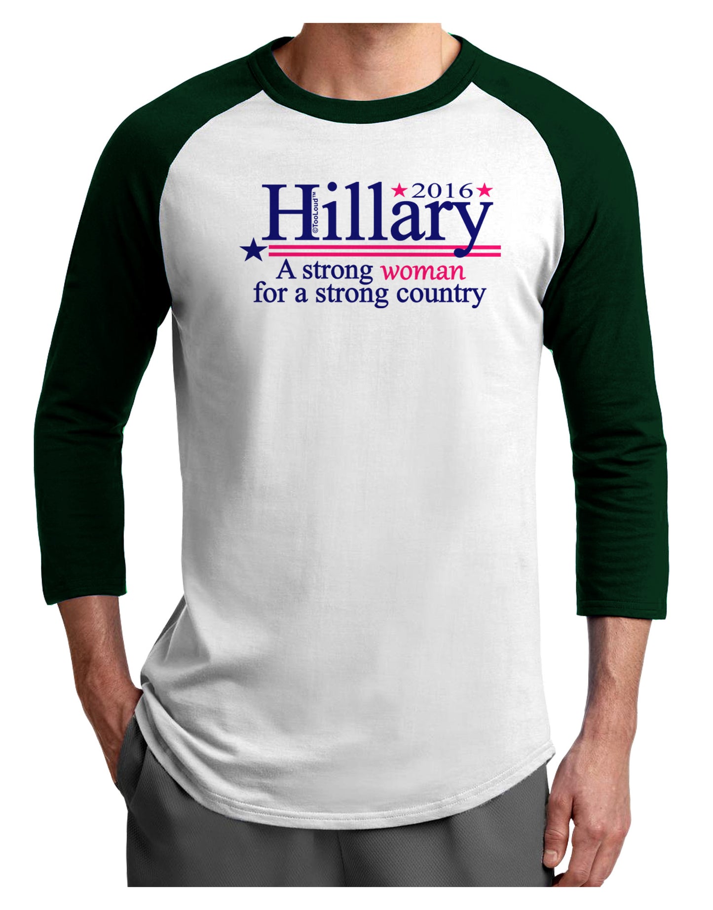 Hillary A Strong Woman Adult Raglan Shirt-Raglan Shirt-TooLoud-White-Forest-X-Small-Davson Sales