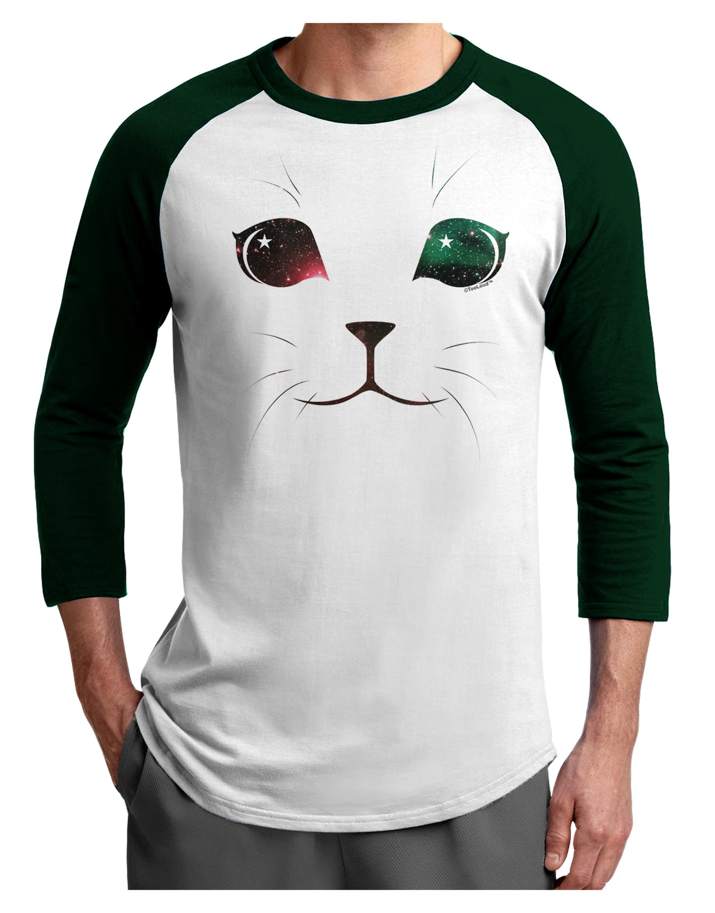 Adorable Space Cat Adult Raglan Shirt by-Raglan Shirt-TooLoud-White-Forest-X-Small-Davson Sales