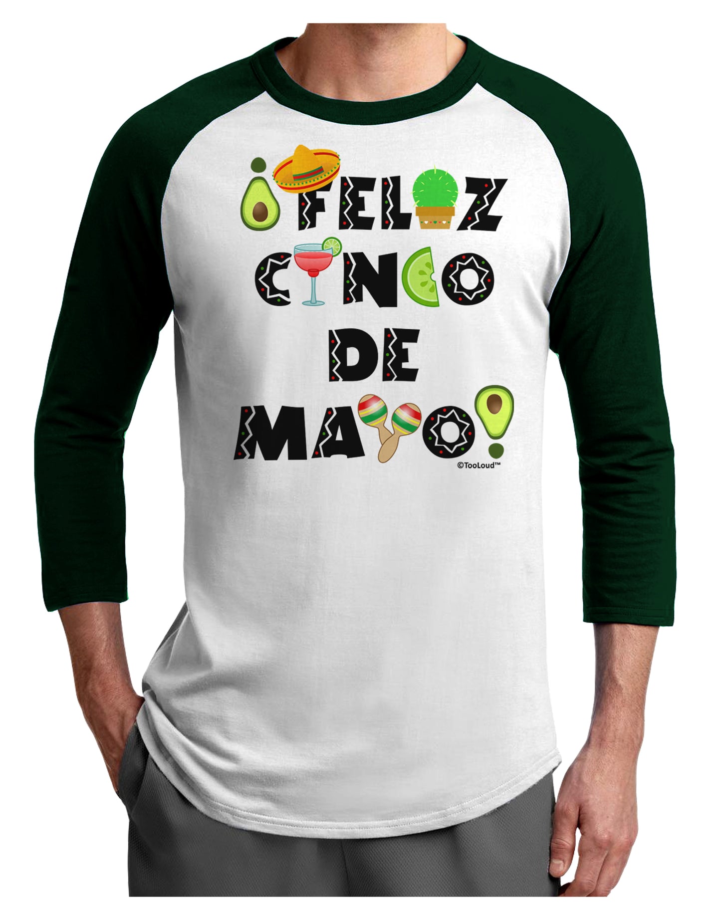 Feliz Cinco de Mayo - Fiesta Icons Adult Raglan Shirt by TooLoud-TooLoud-White-Forest-X-Small-Davson Sales