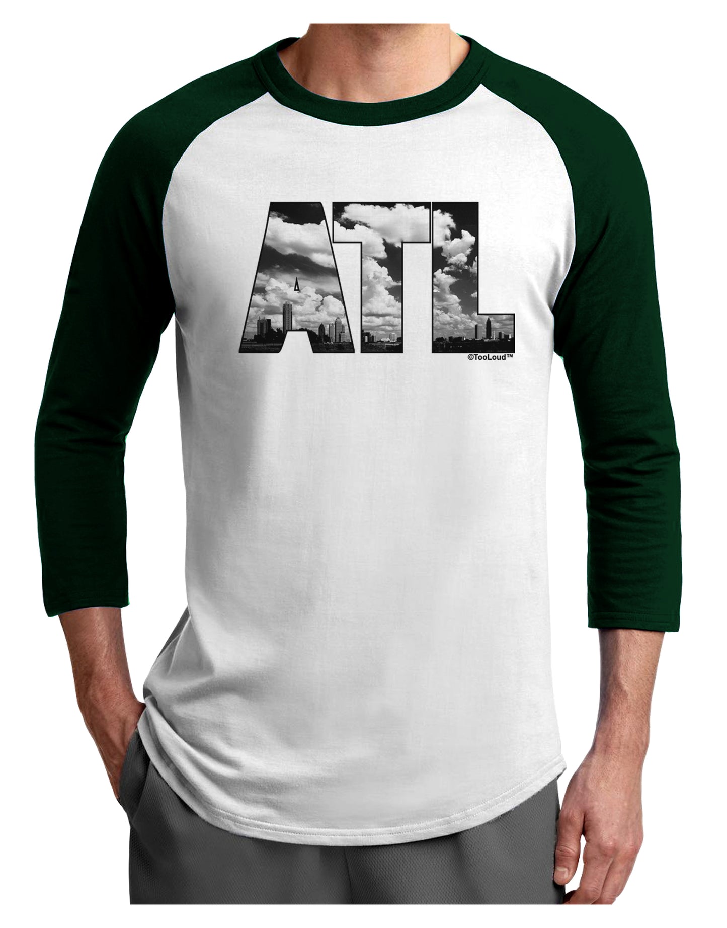 ATL Atlanta Text Adult Raglan Shirt by TooLoud-TooLoud-White-Forest-X-Small-Davson Sales