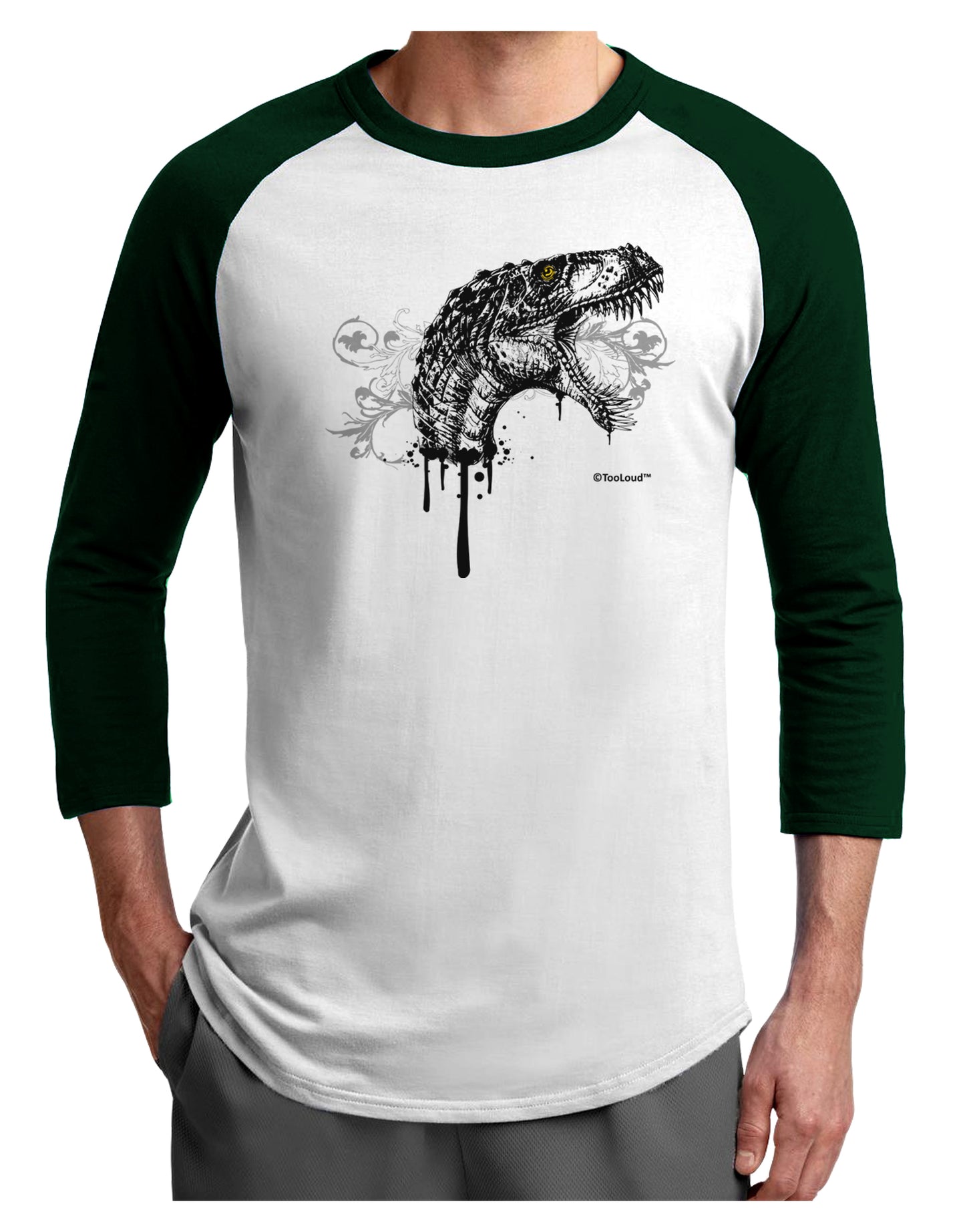 Artistic Ink Style Dinosaur Head Design Adult Raglan Shirt by TooLoud-TooLoud-White-Forest-X-Small-Davson Sales