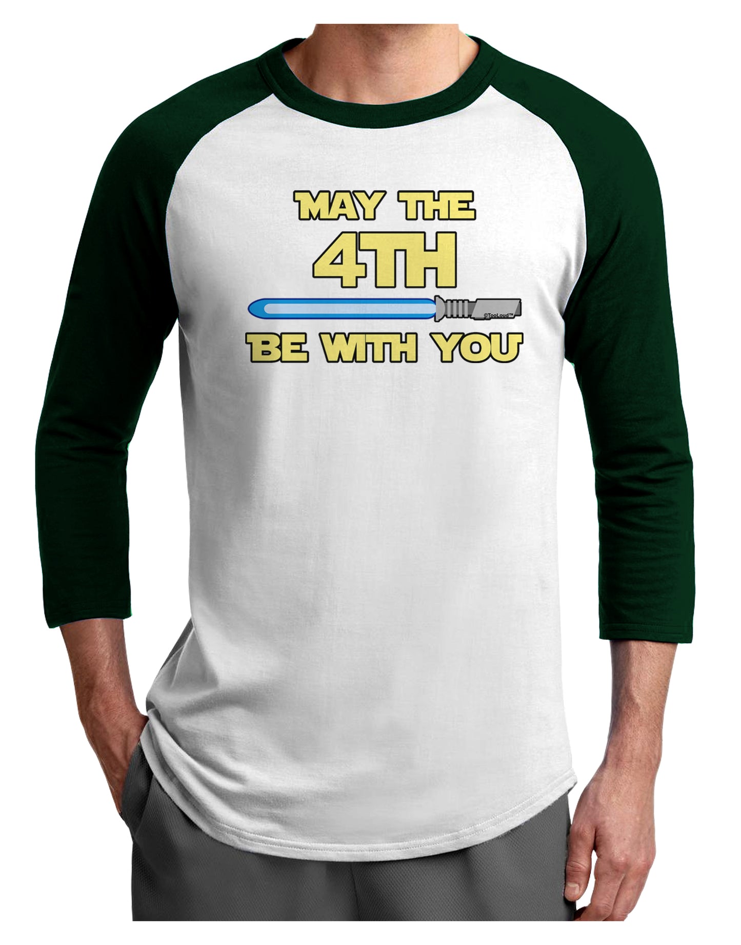 4th Be With You Beam Sword 2 Adult Raglan Shirt-Raglan Shirt-TooLoud-White-Forest-X-Small-Davson Sales