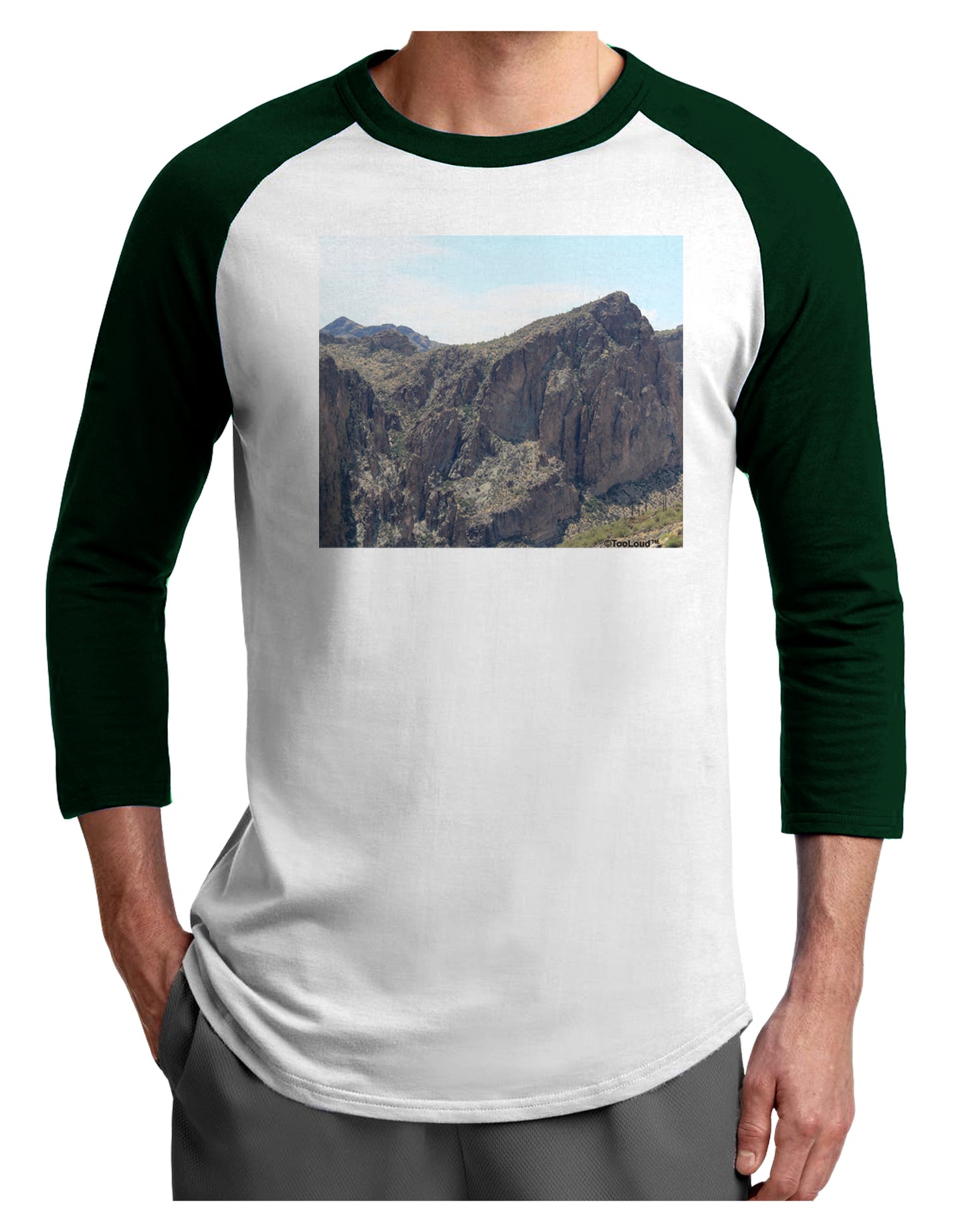 Arizona Saguaro Lake Mountains Adult Raglan Shirt-Raglan Shirt-TooLoud-White-Forest-X-Small-Davson Sales