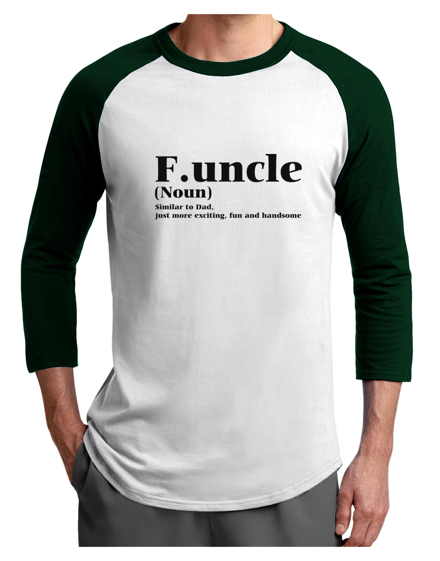 Funcle - Fun Uncle Adult Raglan Shirt by TooLoud-TooLoud-White-Forest-X-Small-Davson Sales