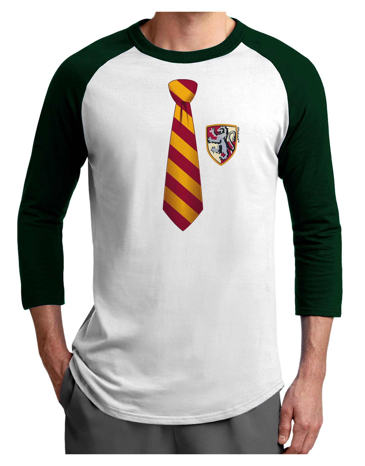 Wizard Tie Red and Yellow Adult Raglan Shirt-TooLoud-White-Forest-X-Small-Davson Sales