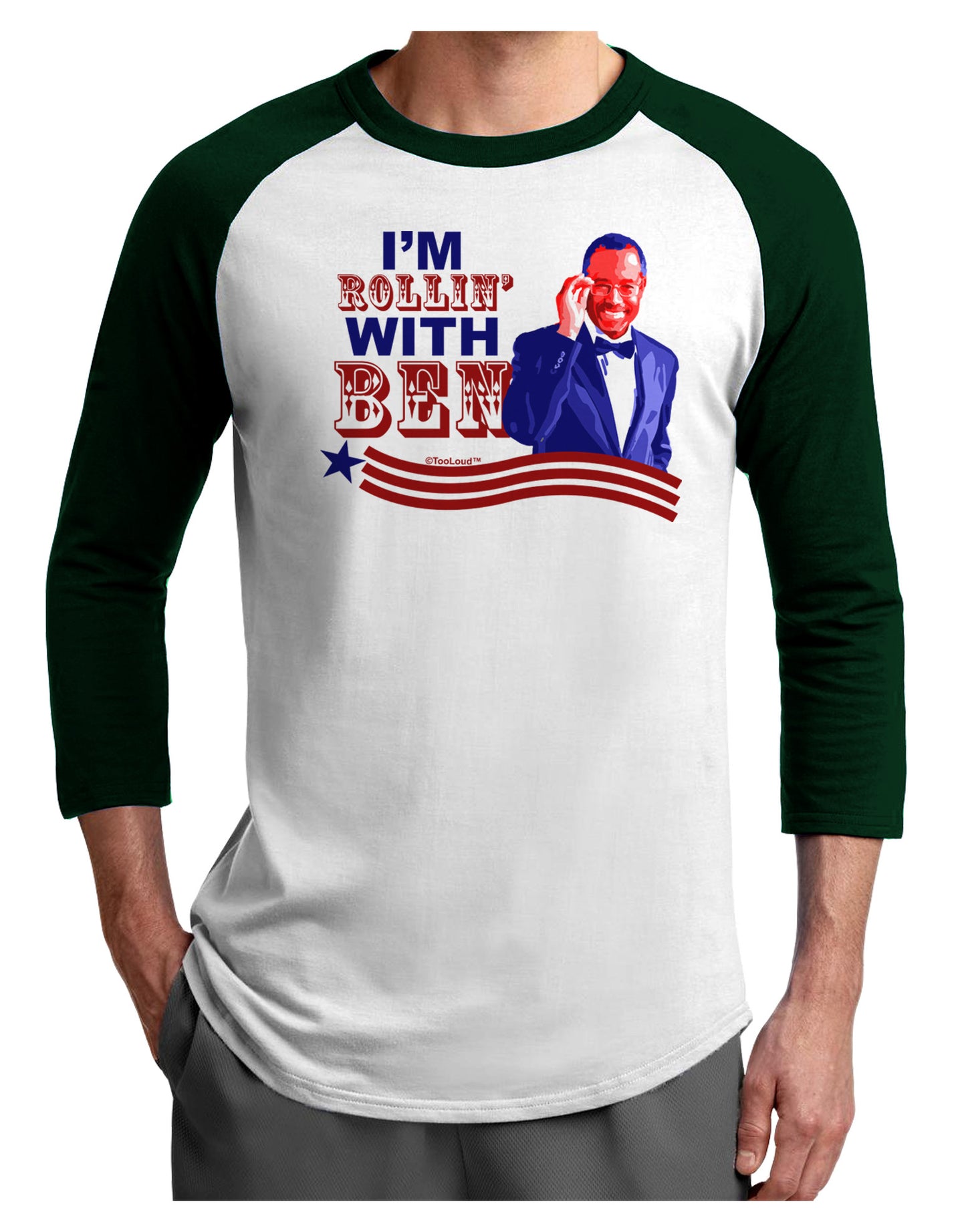 Rollin' With Ben Adult Raglan Shirt-Raglan Shirt-TooLoud-White-Forest-X-Small-Davson Sales