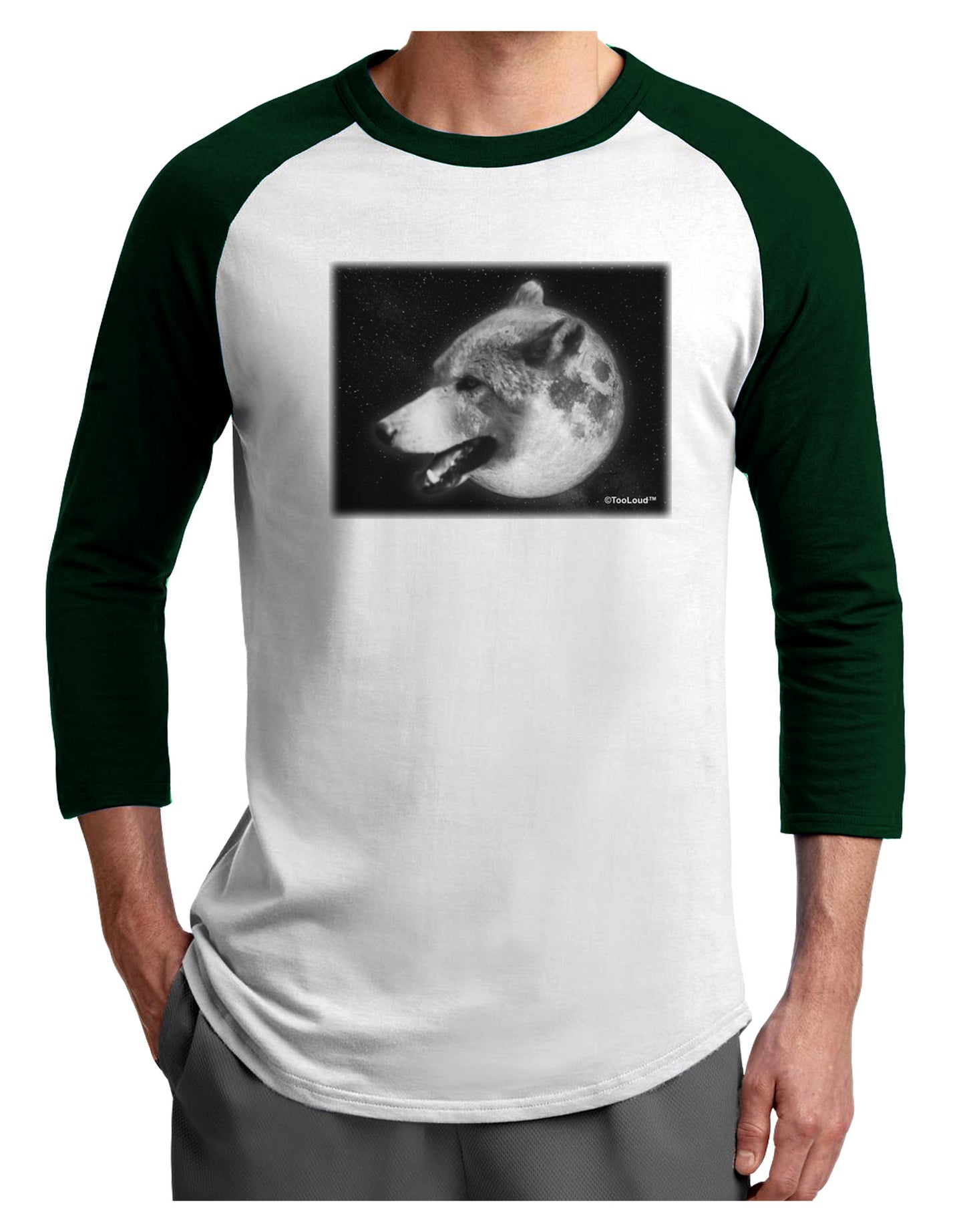 White Wolf Moon Adult Raglan Shirt-Raglan Shirt-TooLoud-White-Forest-X-Small-Davson Sales