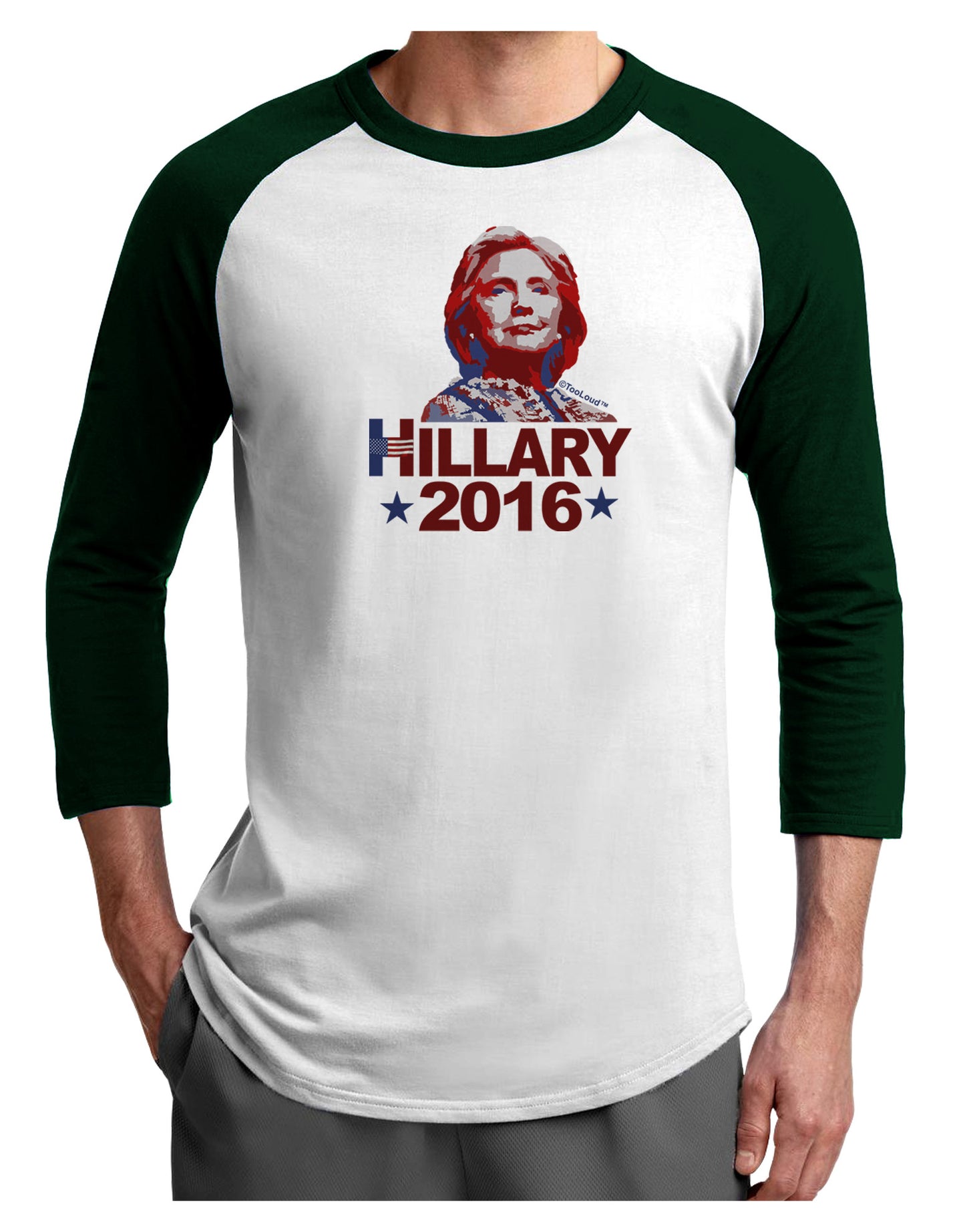 Hillary 2016 Face Adult Raglan Shirt-Raglan Shirt-TooLoud-White-Forest-X-Small-Davson Sales
