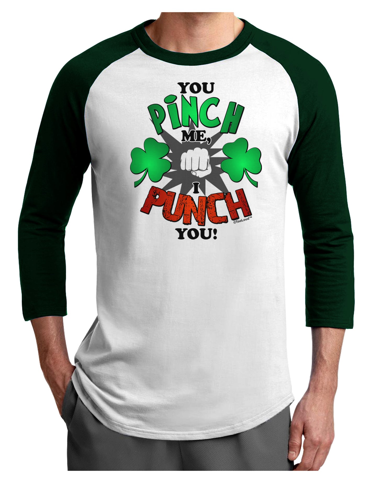 You Pinch Me I Punch You Adult Raglan Shirt-Raglan Shirt-TooLoud-White-Forest-X-Small-Davson Sales