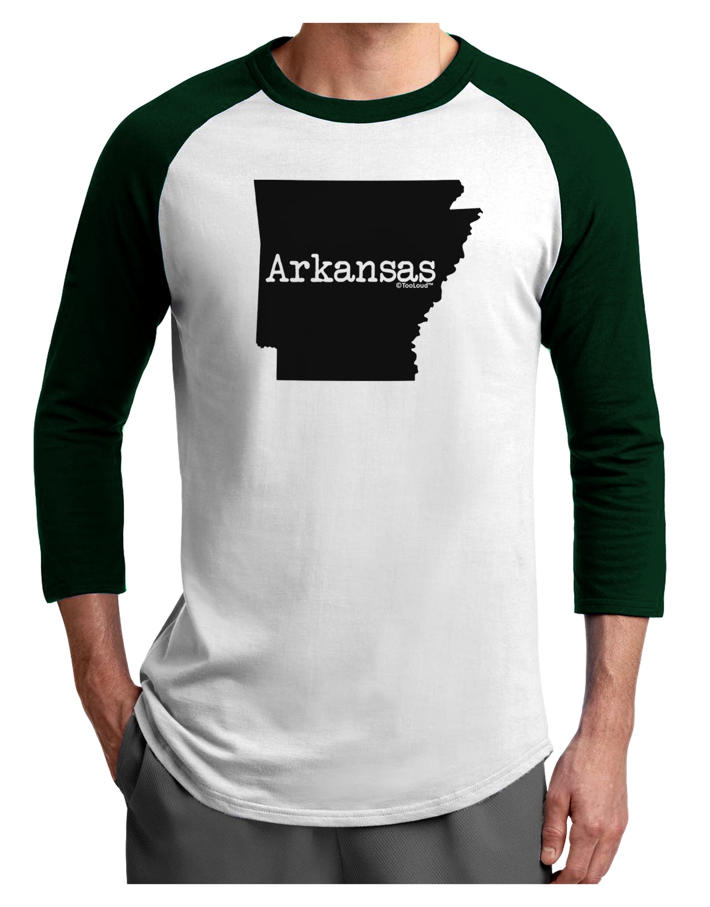 Arkansas - United States Shape Adult Raglan Shirt by TooLoud-TooLoud-White-Forest-X-Small-Davson Sales