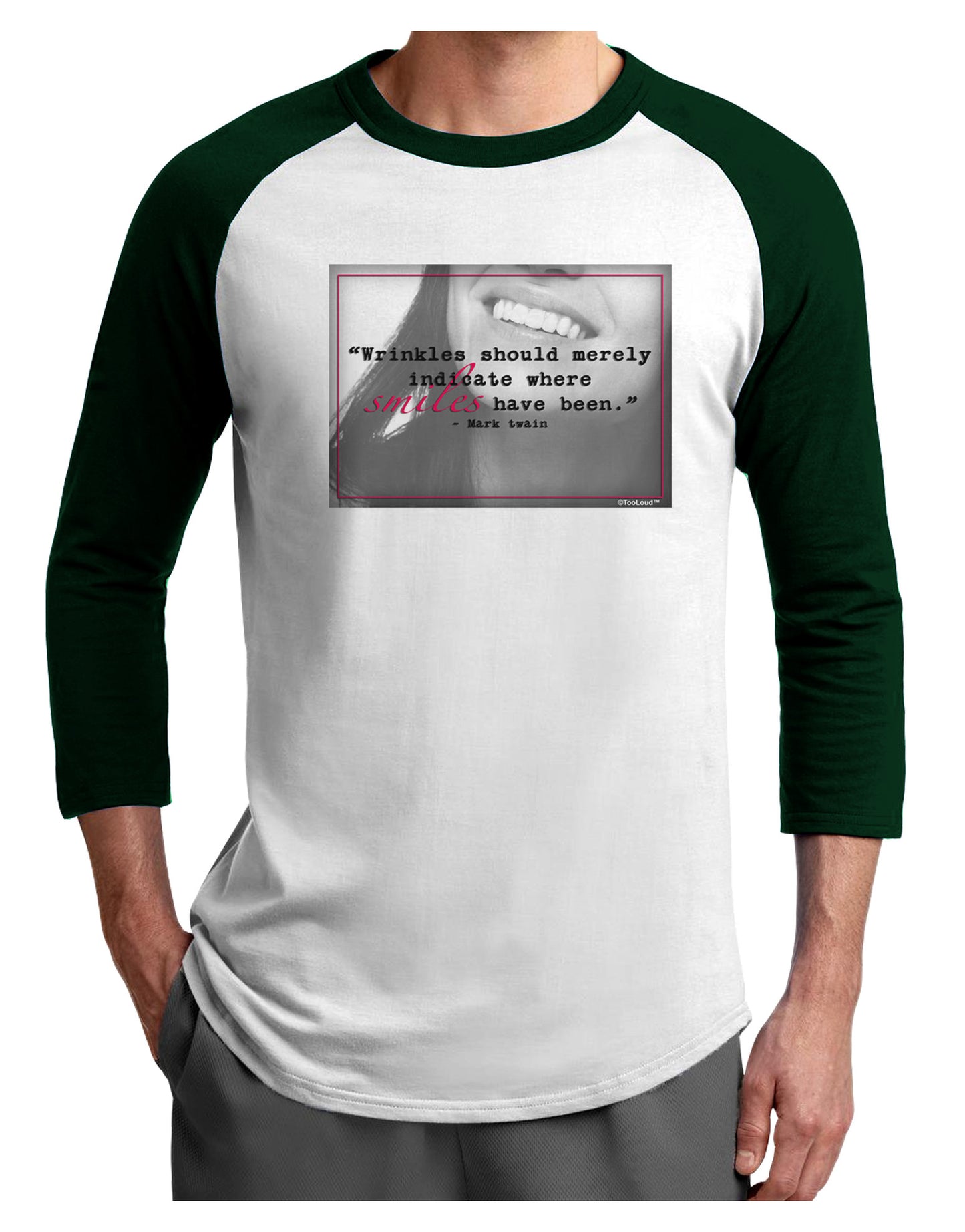 Where Smiles Mark Twain Adult Raglan Shirt-Raglan Shirt-TooLoud-White-Forest-X-Small-Davson Sales