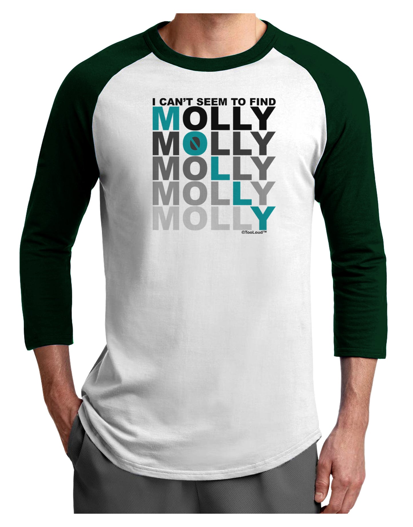 Find Molly Blue Adult Raglan Shirt-Raglan Shirt-TooLoud-White-Forest-X-Small-Davson Sales