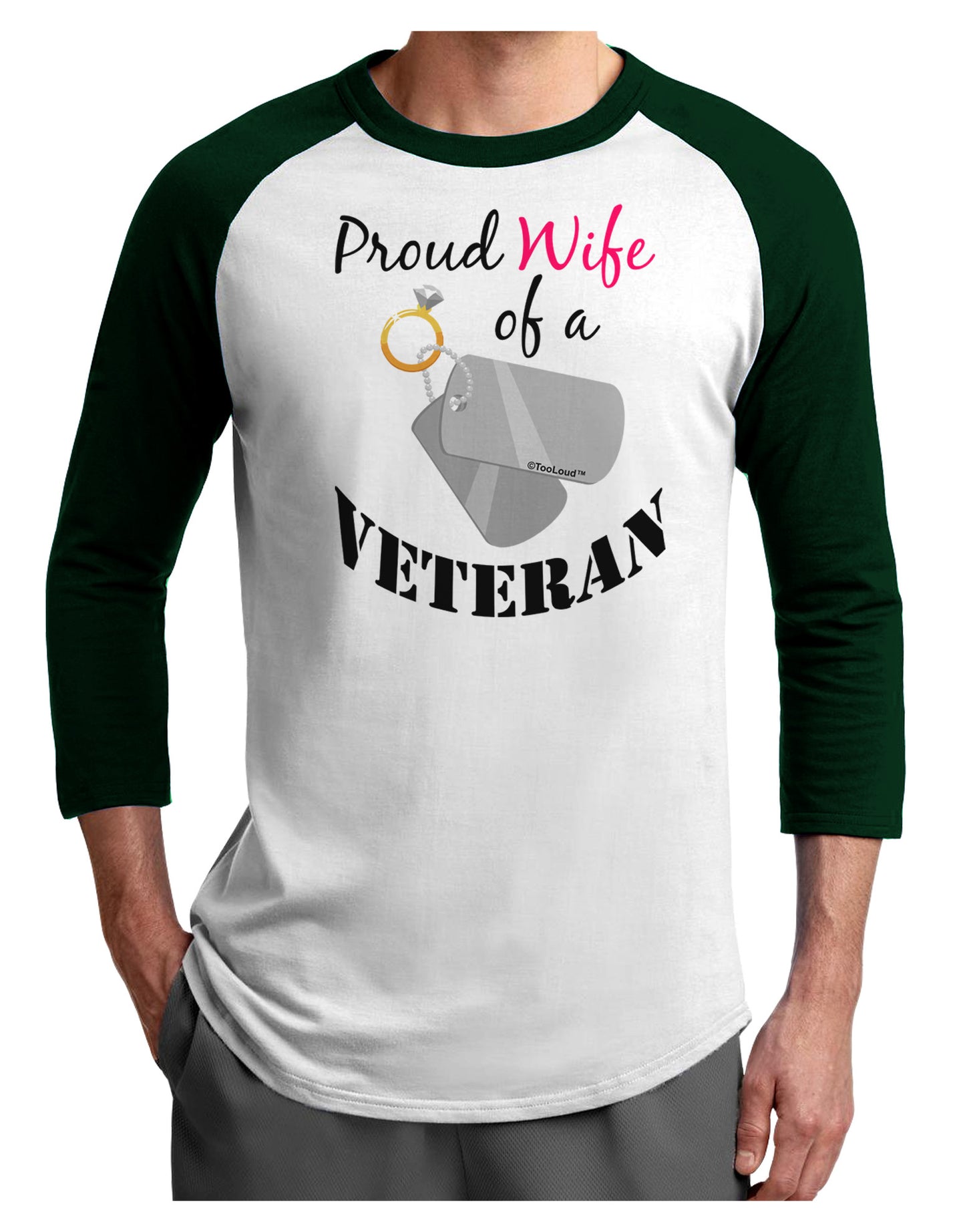 Wife of Veteran Adult Raglan Shirt-Raglan Shirt-TooLoud-White-Forest-X-Small-Davson Sales