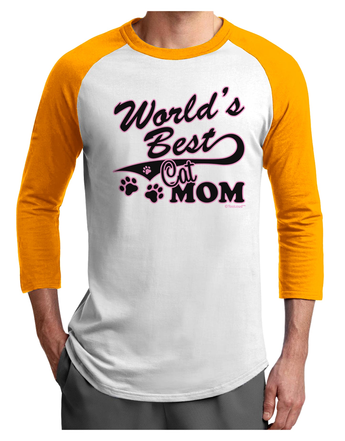 World's Best Cat Mom Adult Raglan Shirt by TooLoud-TooLoud-White-Gold-X-Small-Davson Sales