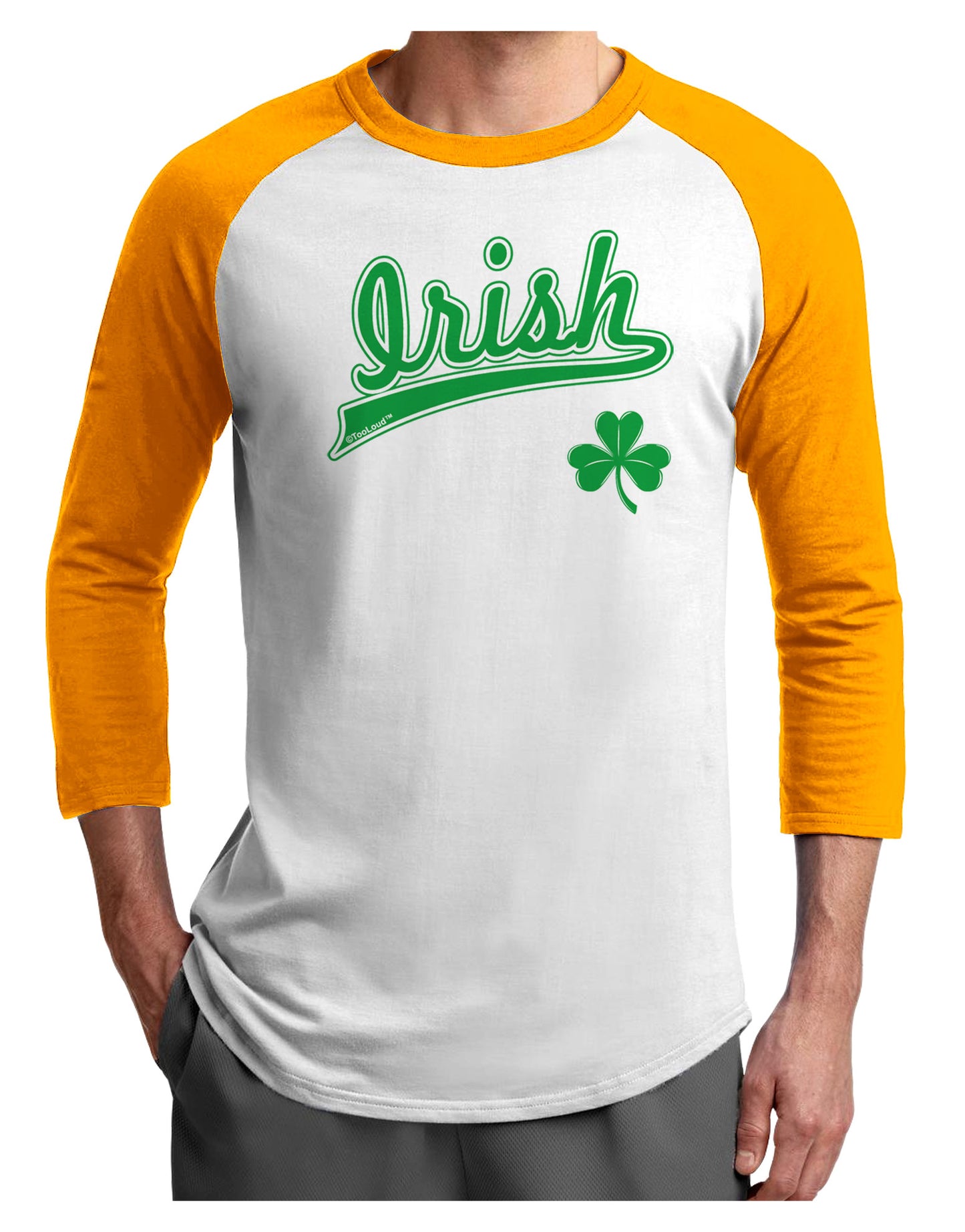 Irish Jersey Adult Raglan Shirt-TooLoud-White-Gold-X-Small-Davson Sales