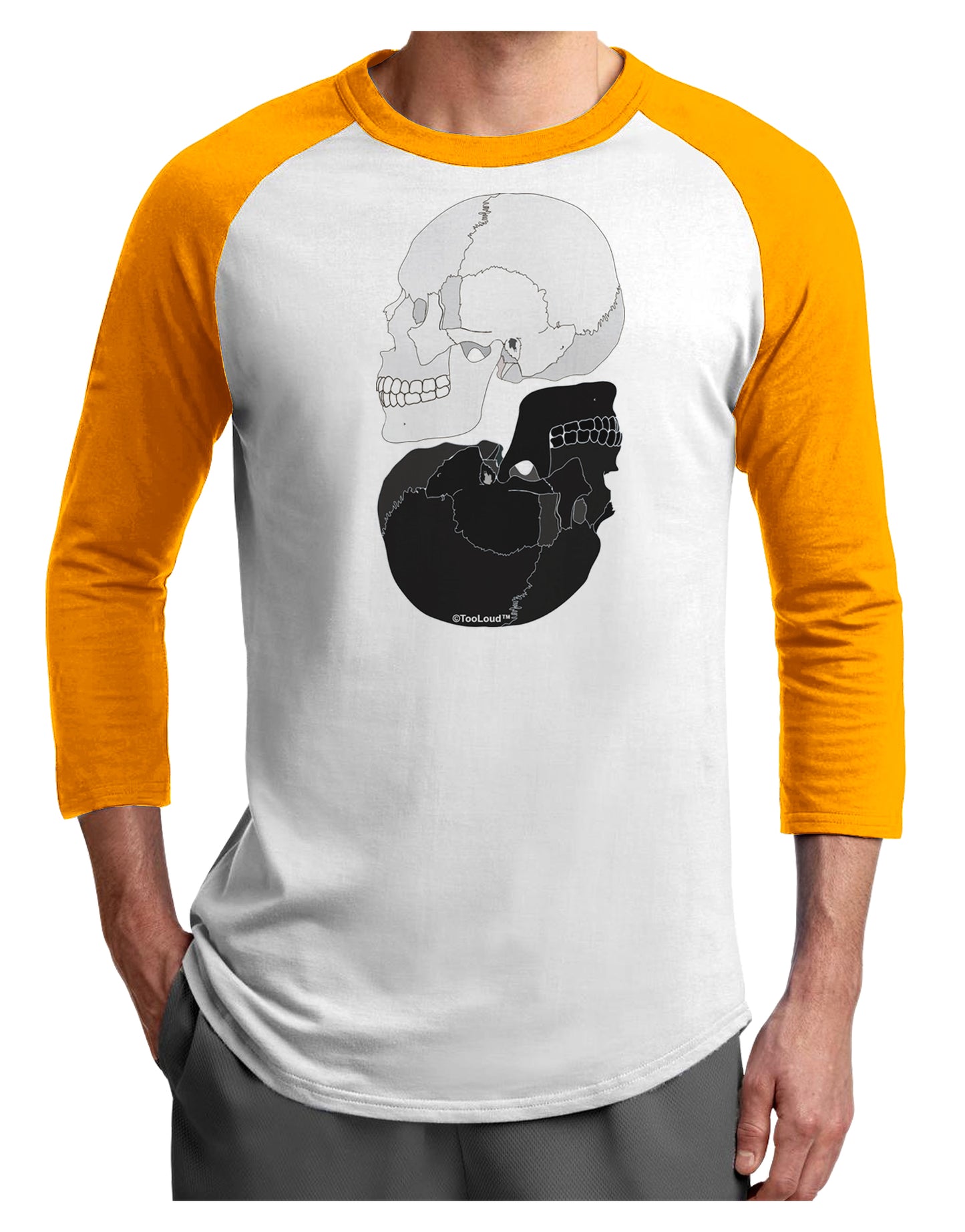 White And Black Inverted Skulls Adult Raglan Shirt by TooLoud-TooLoud-White-Gold-X-Small-Davson Sales