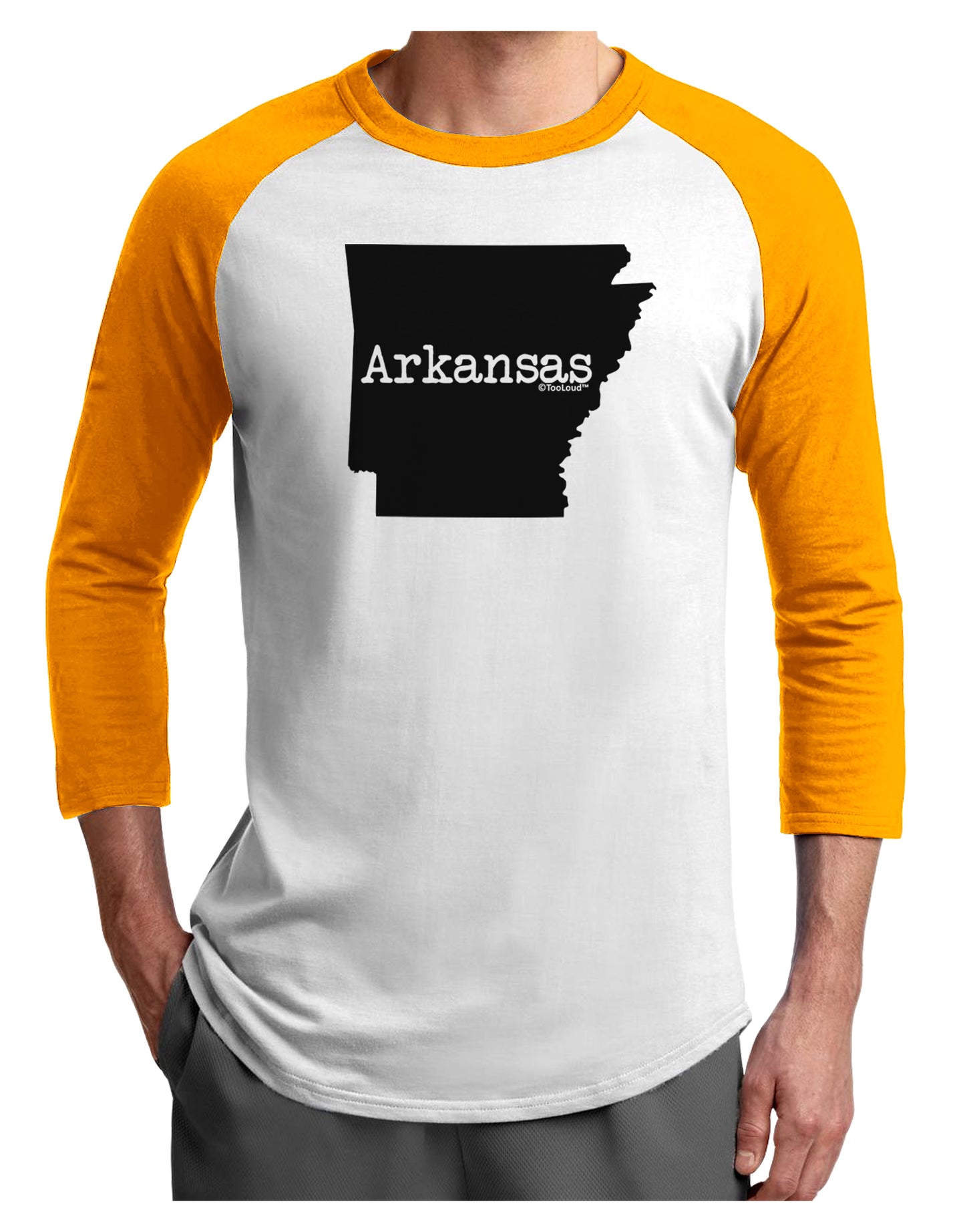 Arkansas - United States Shape Adult Raglan Shirt by TooLoud-TooLoud-White-Gold-X-Small-Davson Sales