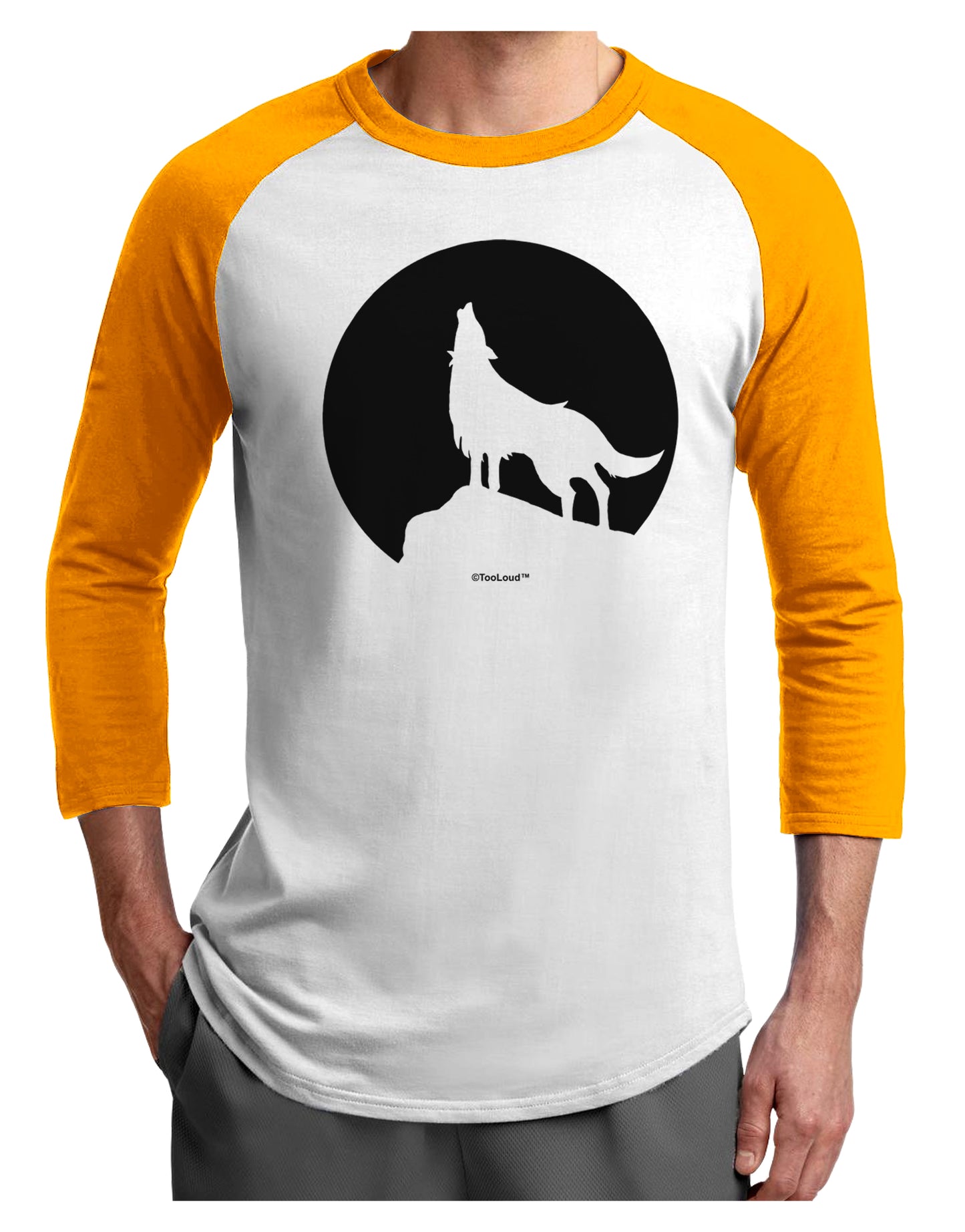 Wolf Howling at the Moon - Design #1 Adult Raglan Shirt by TooLoud-TooLoud-White-Gold-X-Small-Davson Sales