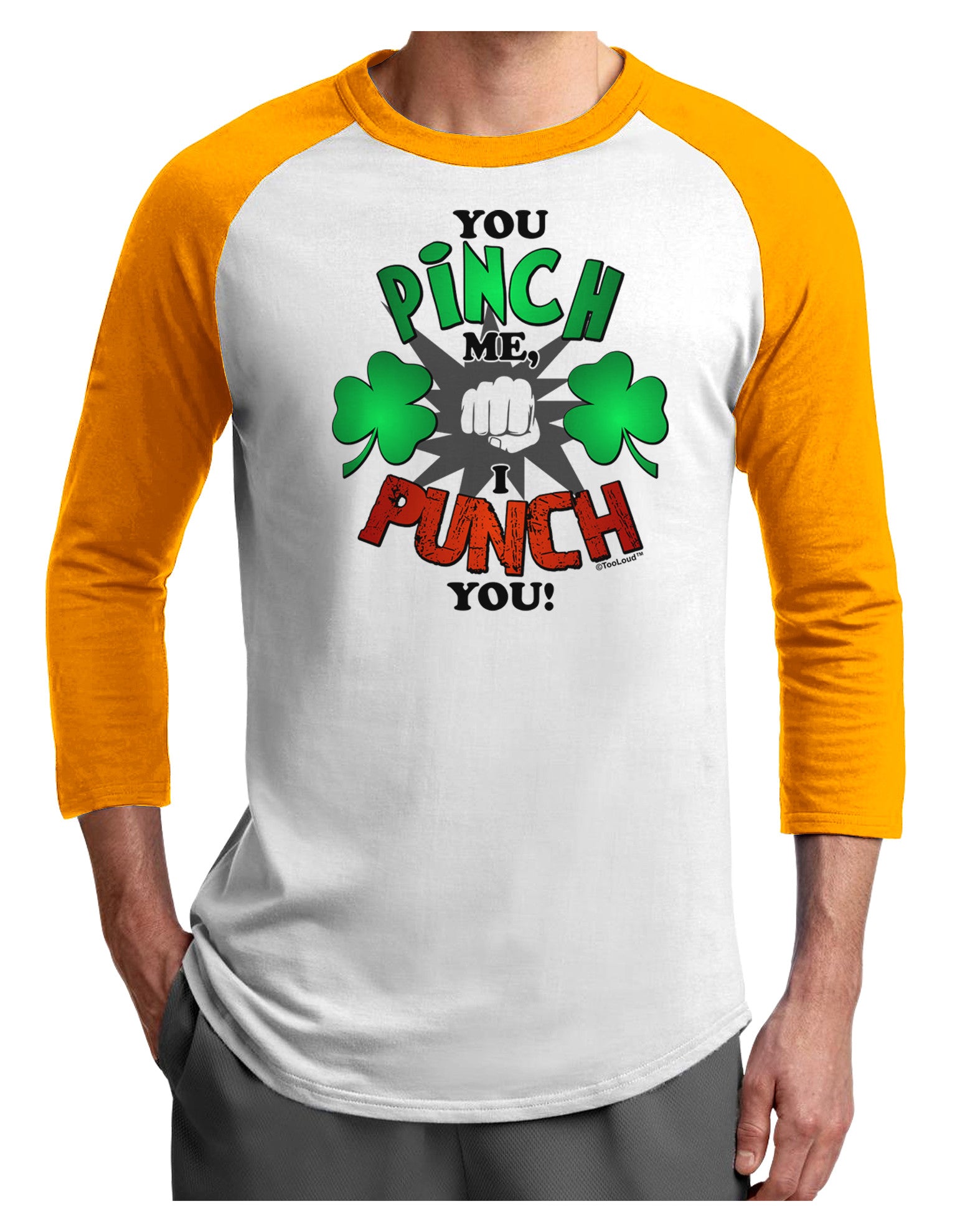You Pinch Me I Punch You Adult Raglan Shirt-Raglan Shirt-TooLoud-White-Gold-X-Small-Davson Sales