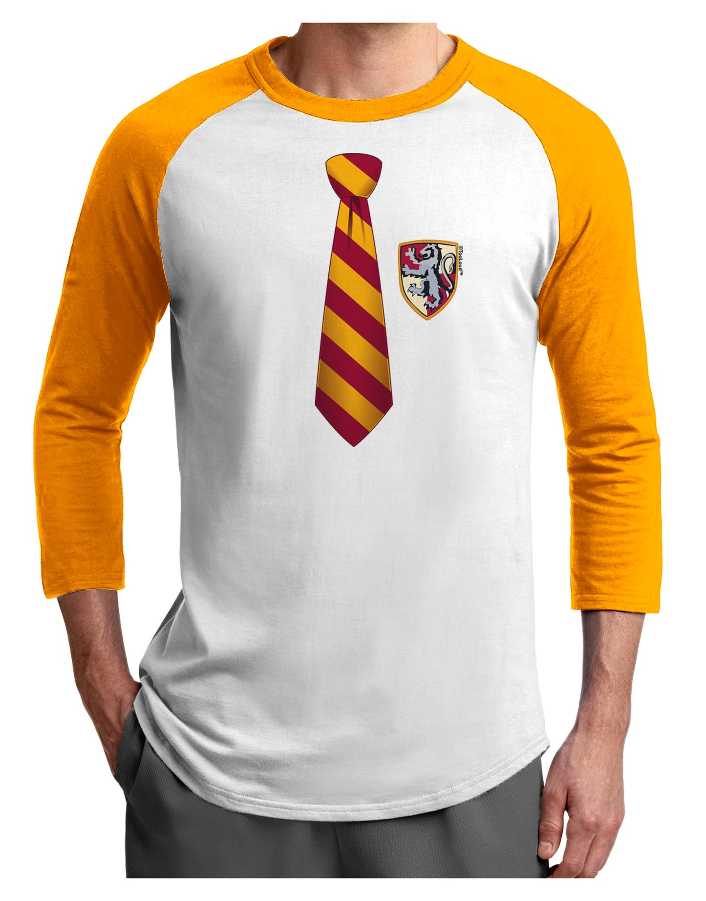 Wizard Tie Red and Yellow Adult Raglan Shirt-TooLoud-White-Gold-X-Small-Davson Sales