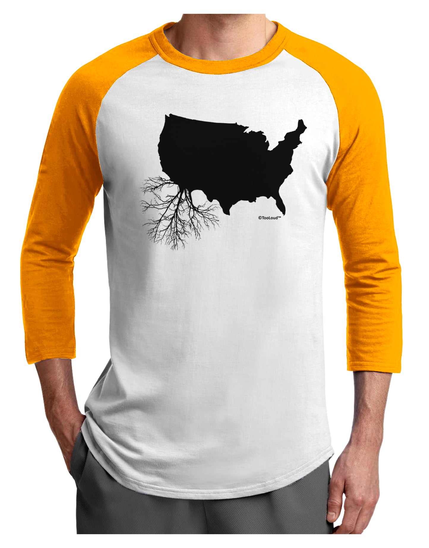 American Roots Design Adult Raglan Shirt by TooLoud-TooLoud-White-Gold-X-Small-Davson Sales
