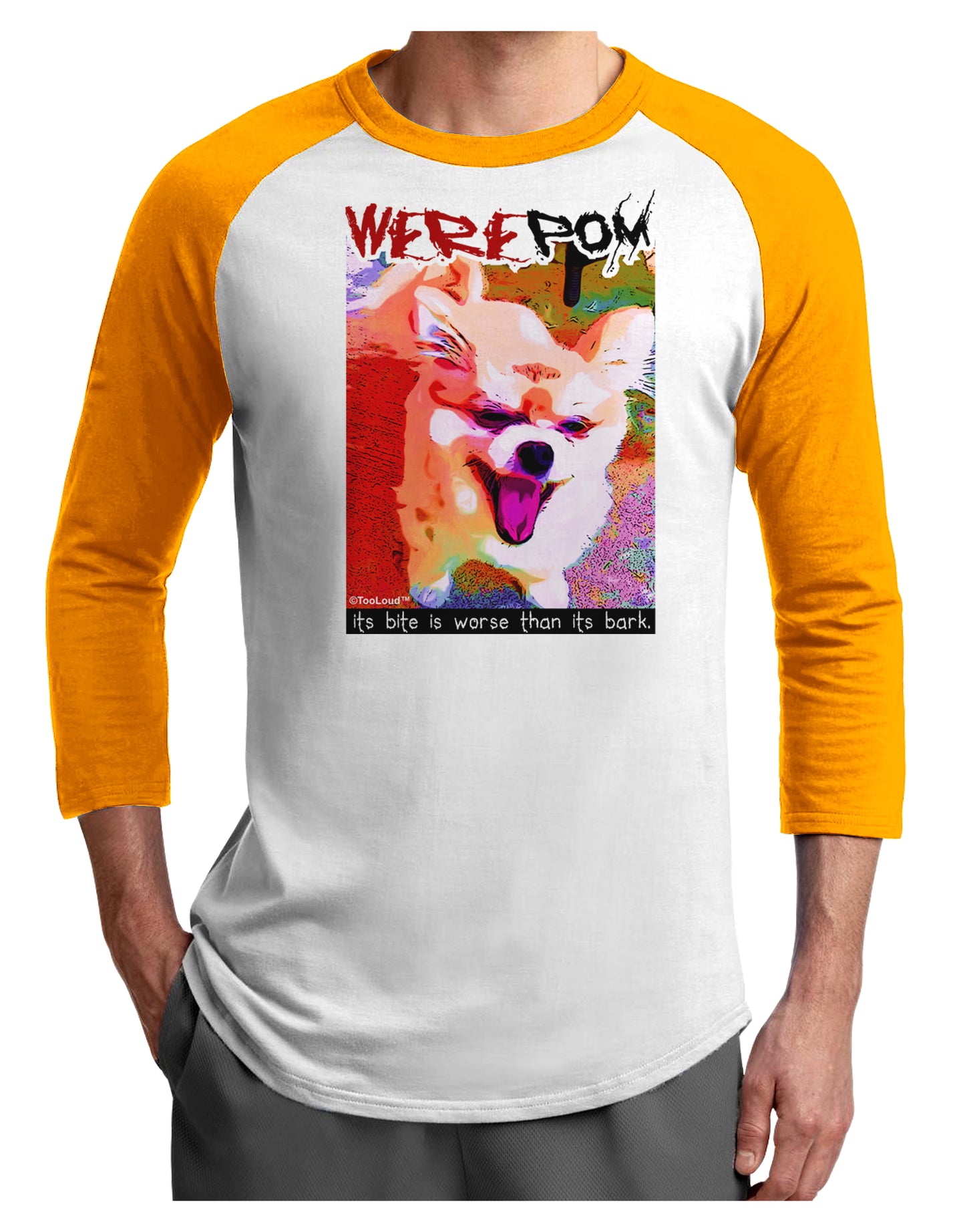 WerePom - Werewolf Pomeranian Adult Raglan Shirt by TooLoud-TooLoud-White-Gold-X-Small-Davson Sales