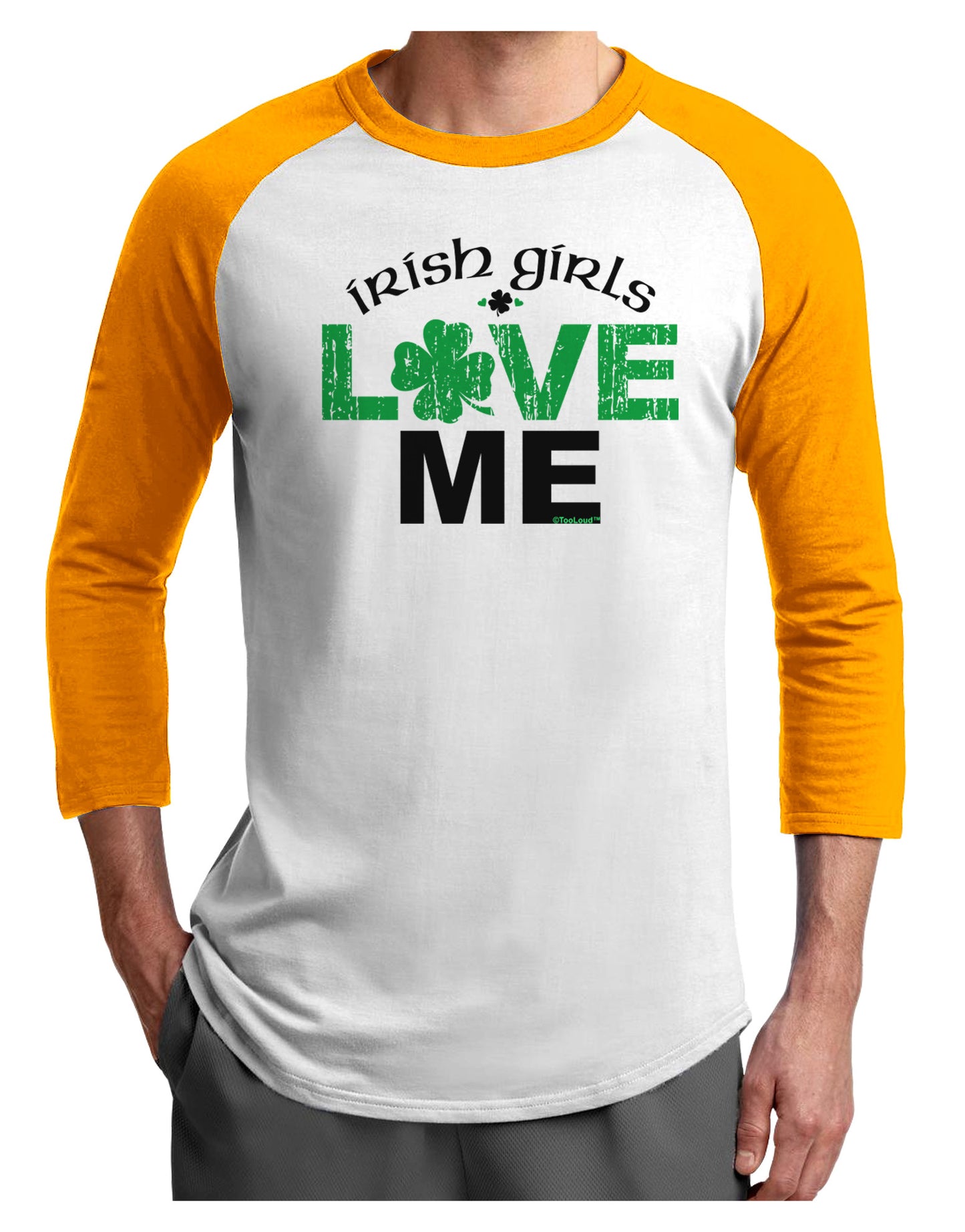 Irish Girls Love Me Adult Raglan Shirt-Raglan Shirt-TooLoud-White-Gold-X-Small-Davson Sales