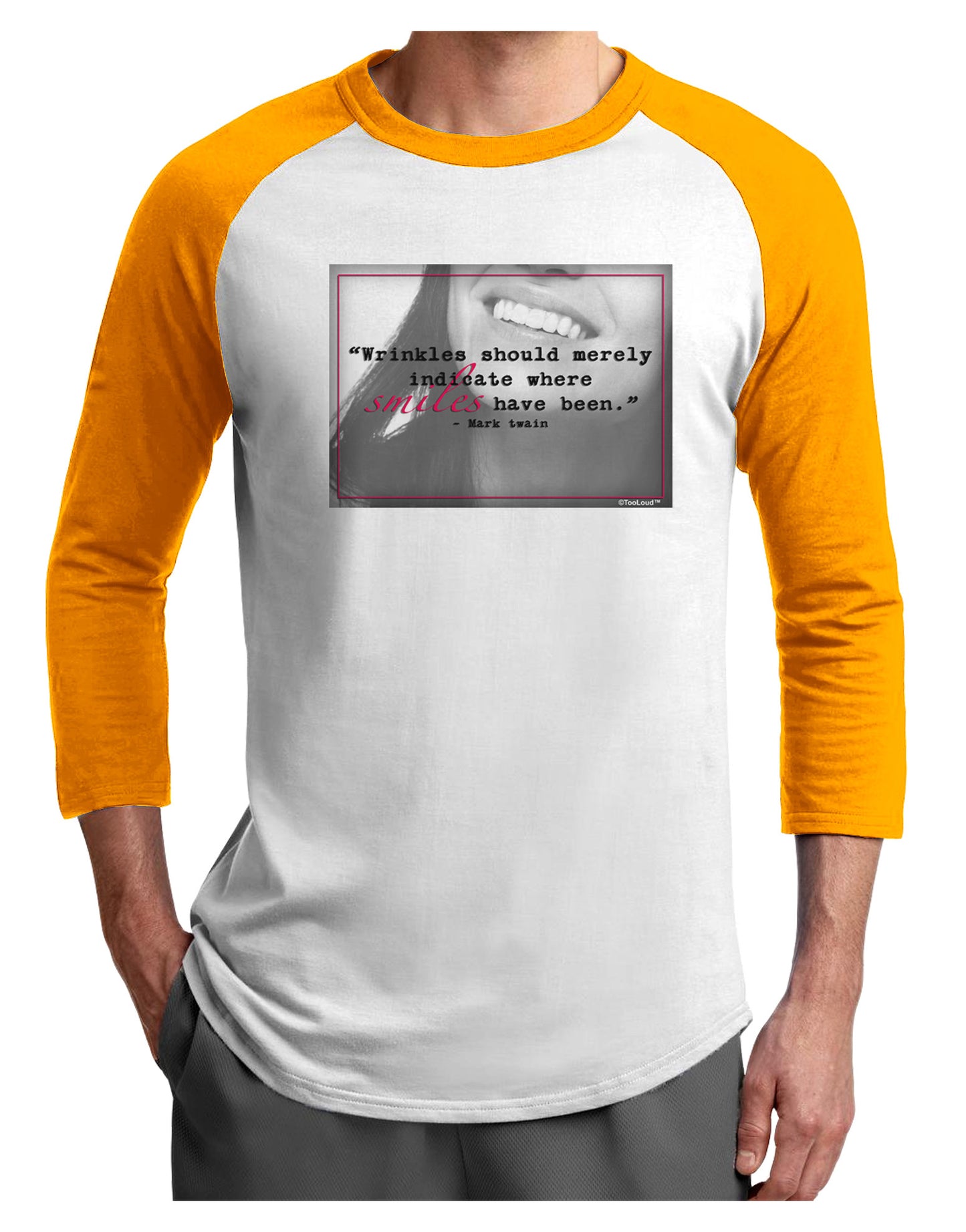 Where Smiles Mark Twain Adult Raglan Shirt-Raglan Shirt-TooLoud-White-Gold-X-Small-Davson Sales