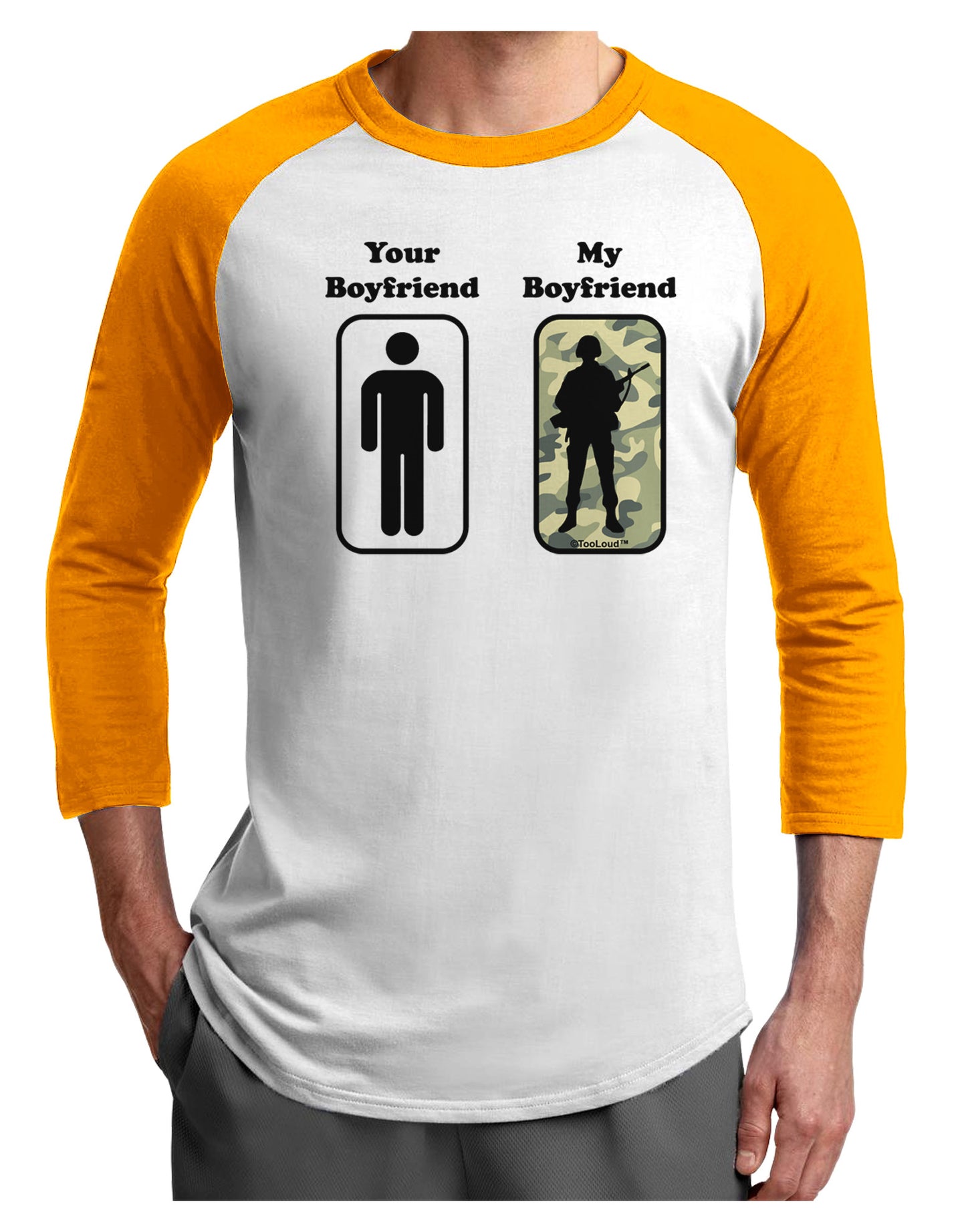 Your Boyfriend My Boyfriend Adult Raglan Shirt-Raglan Shirt-TooLoud-White-Gold-X-Small-Davson Sales