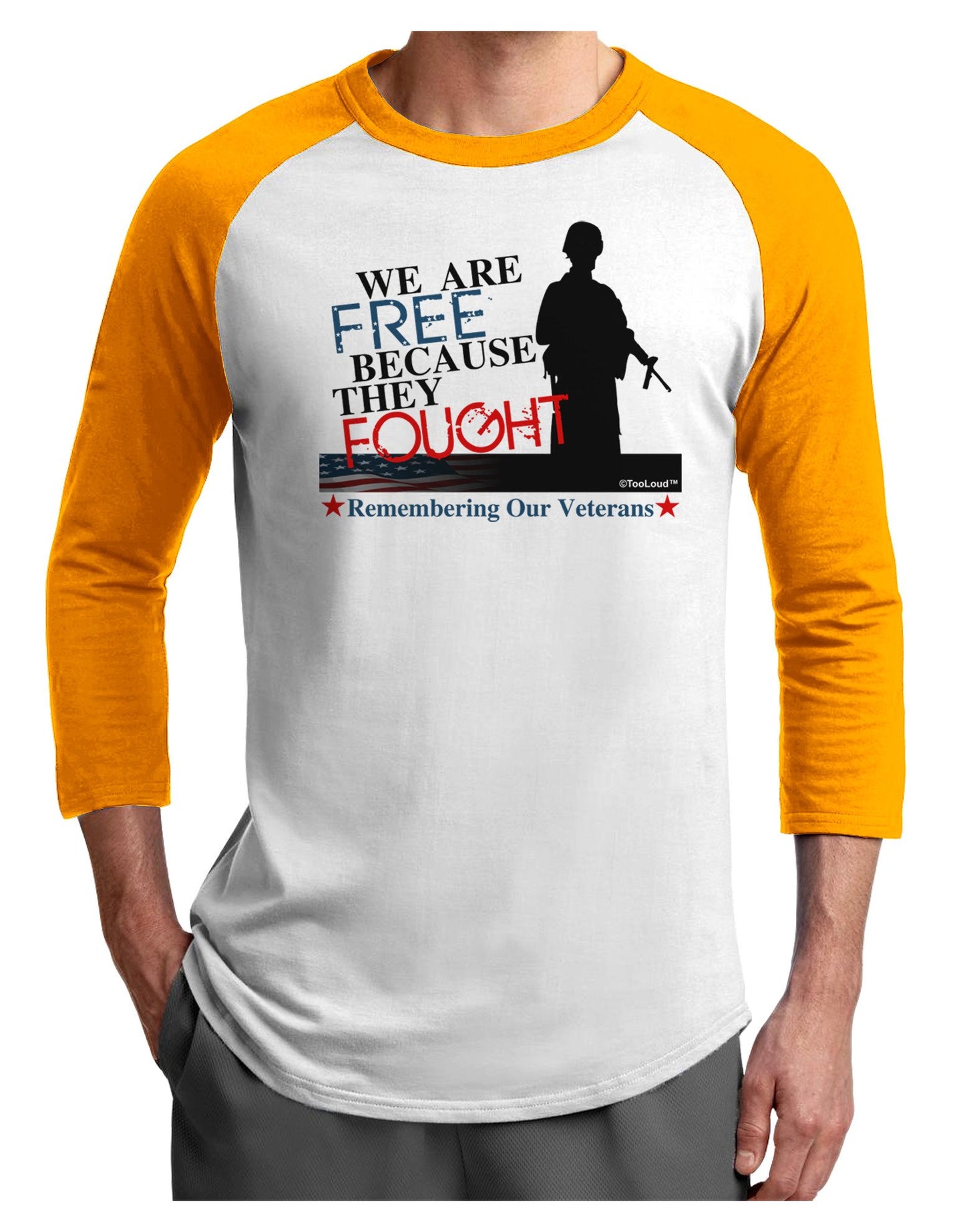 Because They Fought - Veterans Adult Raglan Shirt-Raglan Shirt-TooLoud-White-Gold-XXX-Large-Davson Sales