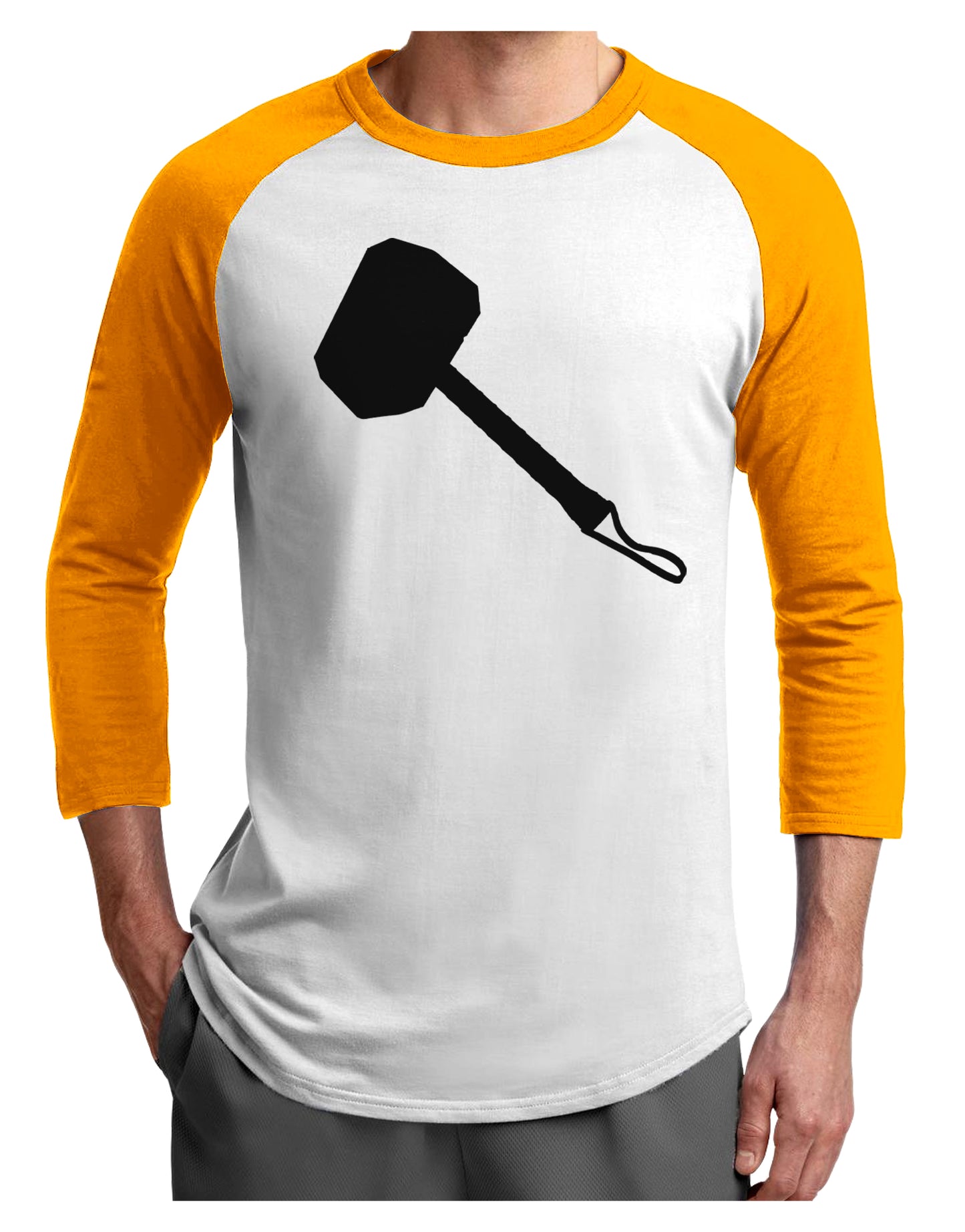 Thors Hammer Nordic Runes Lucky Odin Mjolnir Valhalla Adult Raglan Shirt by TooLoud-TooLoud-White-Gold-X-Small-Davson Sales