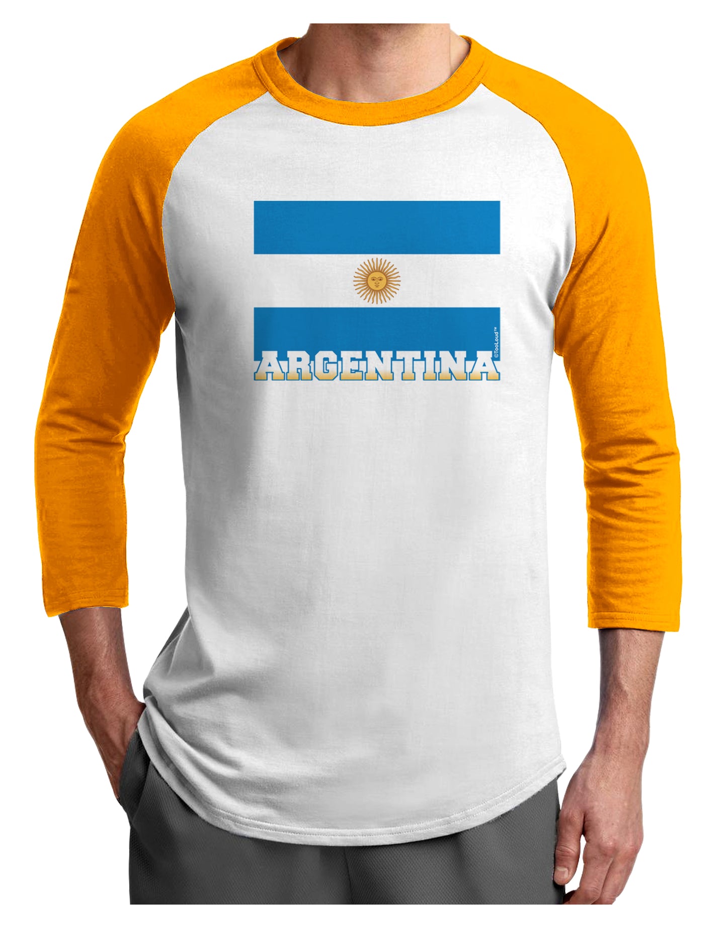 Argentina Flag Adult Raglan Shirt-Raglan Shirt-TooLoud-White-Gold-X-Small-Davson Sales