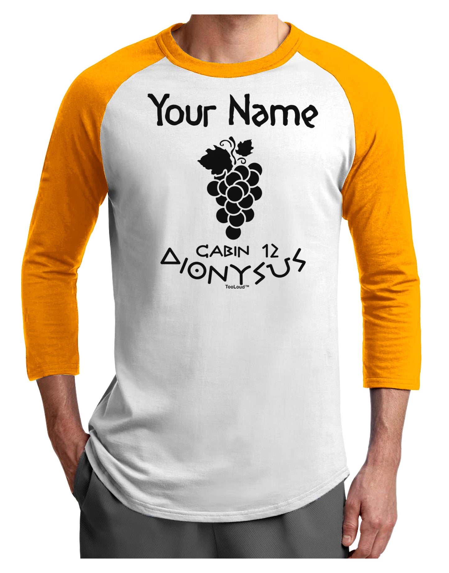 Personalized Cabin 12 Dionysus Adult Raglan Shirt by-Raglan Shirt-TooLoud-White-Gold-X-Small-Davson Sales