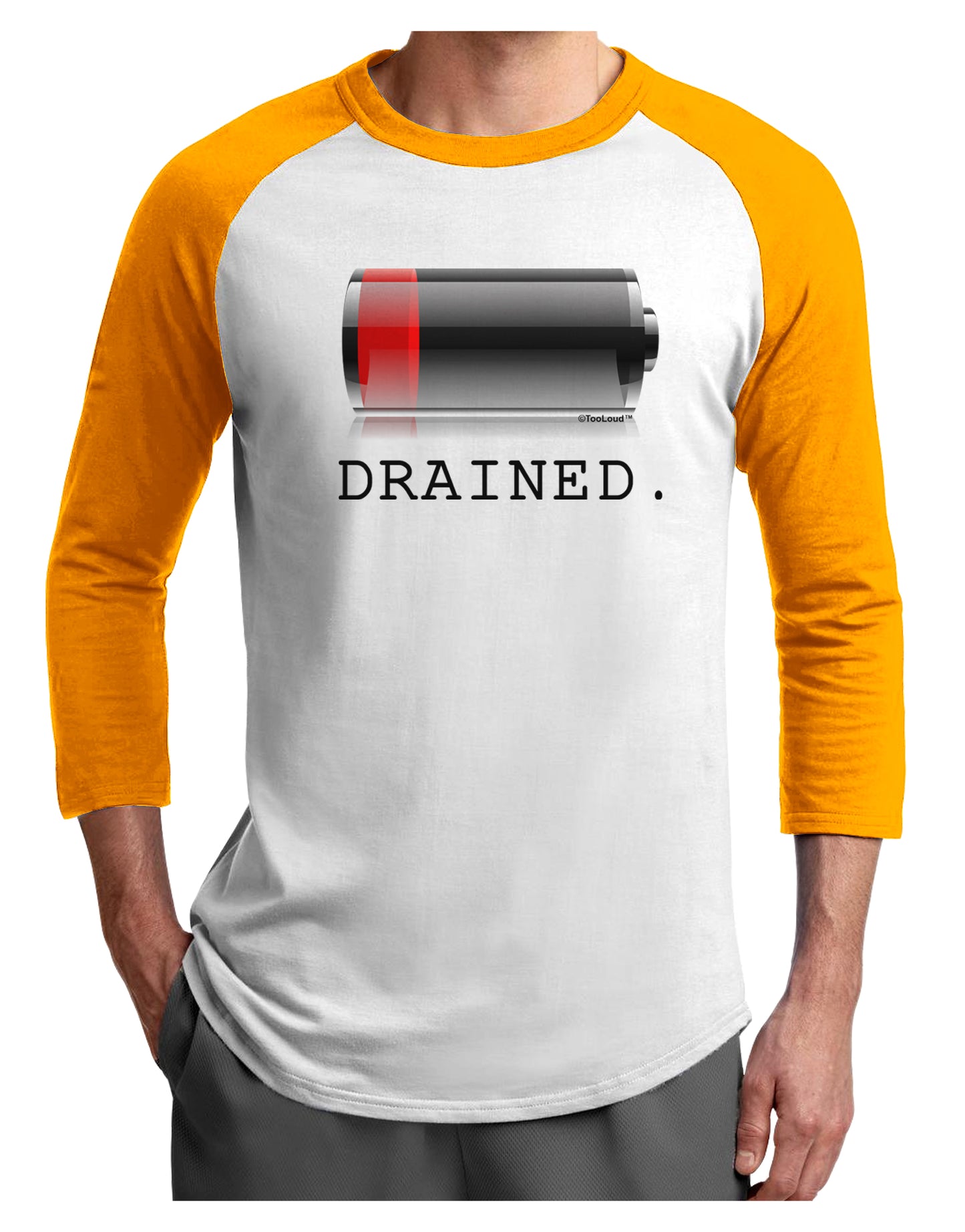 Battery Drained Adult Raglan Shirt-Raglan Shirt-TooLoud-White-Gold-X-Small-Davson Sales