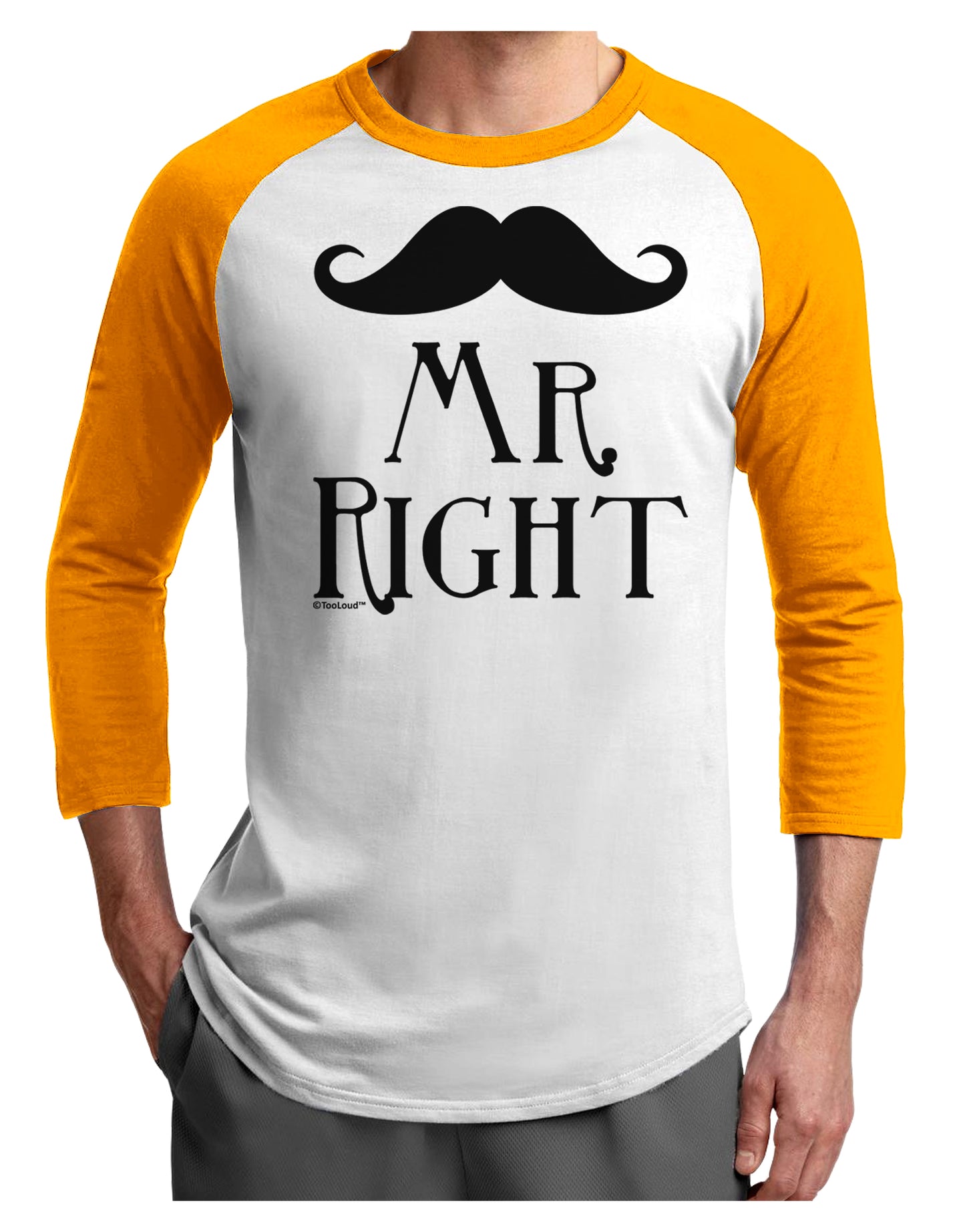 - Mr Right Adult Raglan Shirt-Raglan Shirt-TooLoud-White-Gold-X-Small-Davson Sales