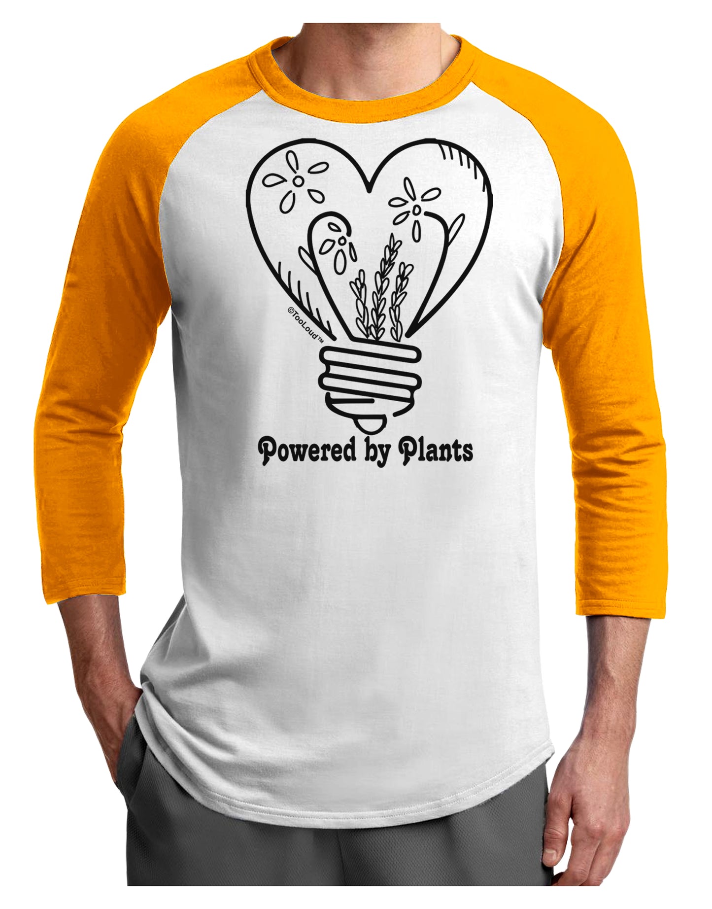 Powered by Plants Adult Raglan Shirt-Mens T-Shirt-TooLoud-White-Gold-X-Small-Davson Sales