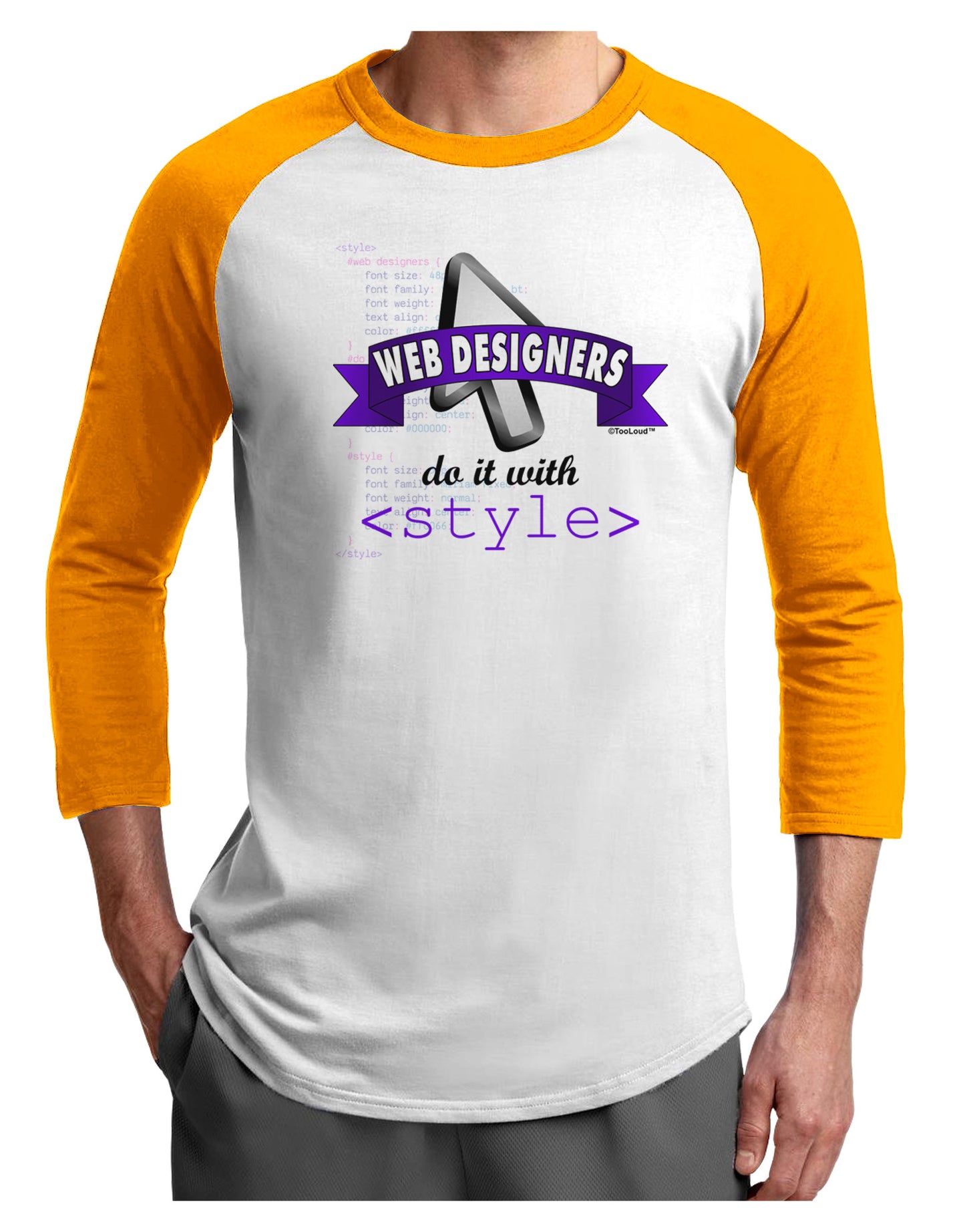 Web Designers - Style Adult Raglan Shirt-Raglan Shirt-TooLoud-White-Gold-X-Small-Davson Sales
